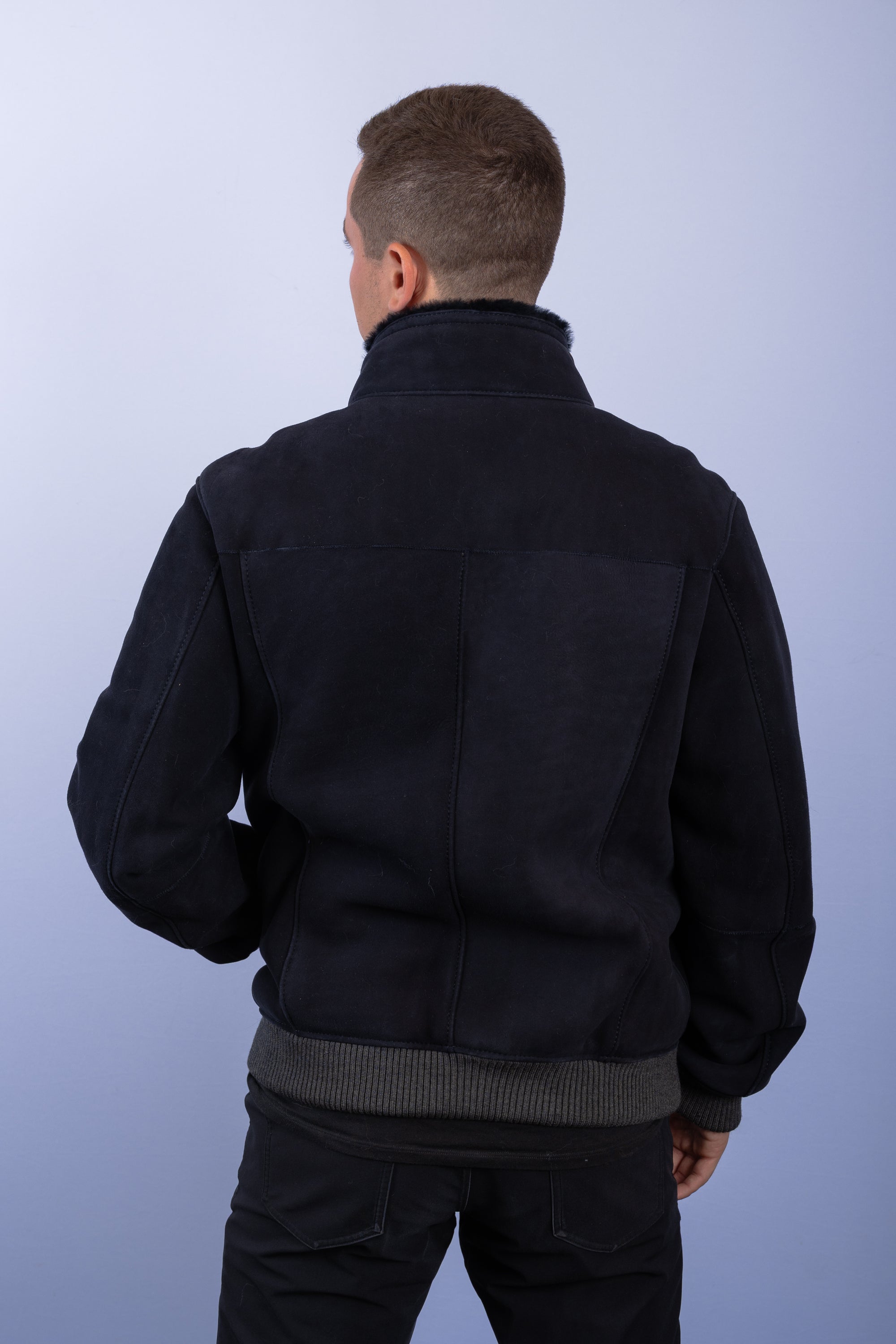 Navy Shearling Lamb Jacket