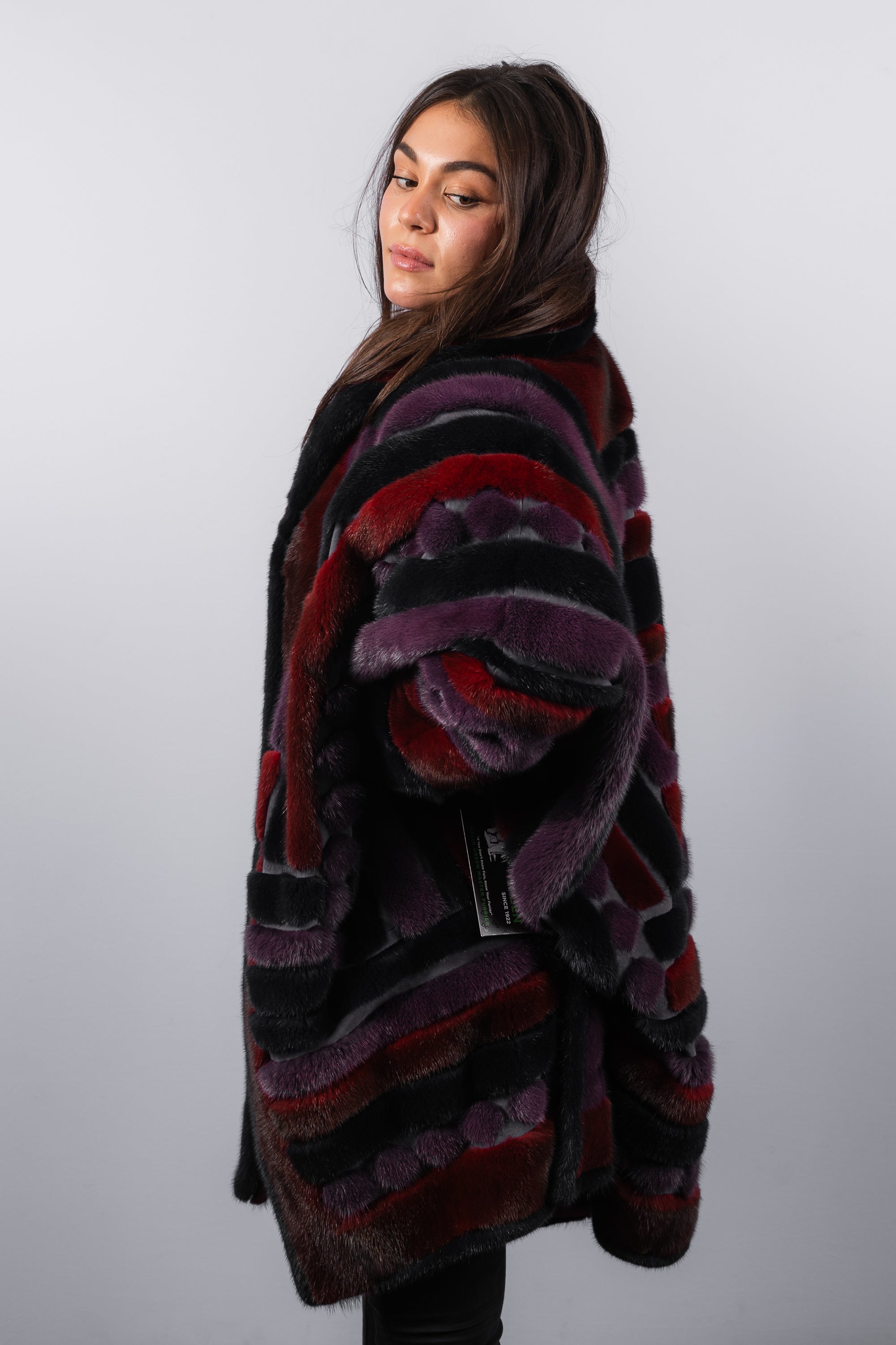 Scarlet/Amethyst/Navy Mink Poncho
