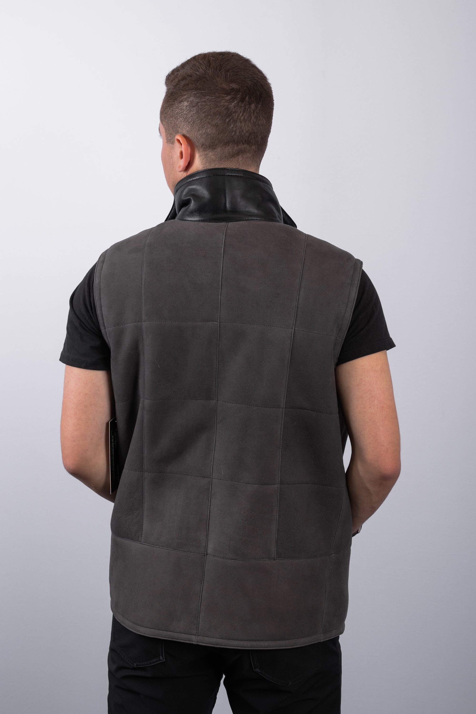 Charcoal/Black Shearling Lamb Vest