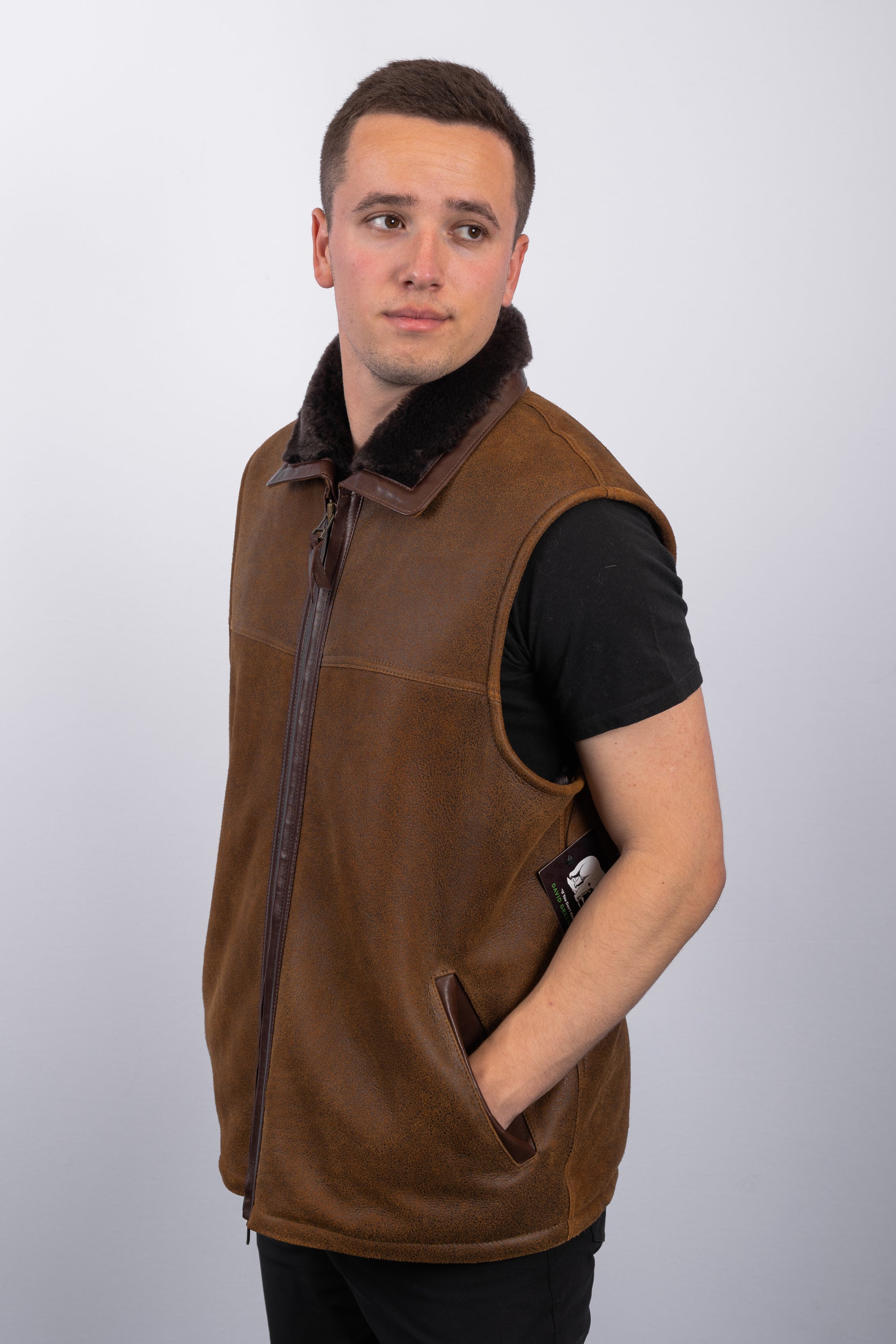 Rugged Whiskey Shearling Lamb Vest