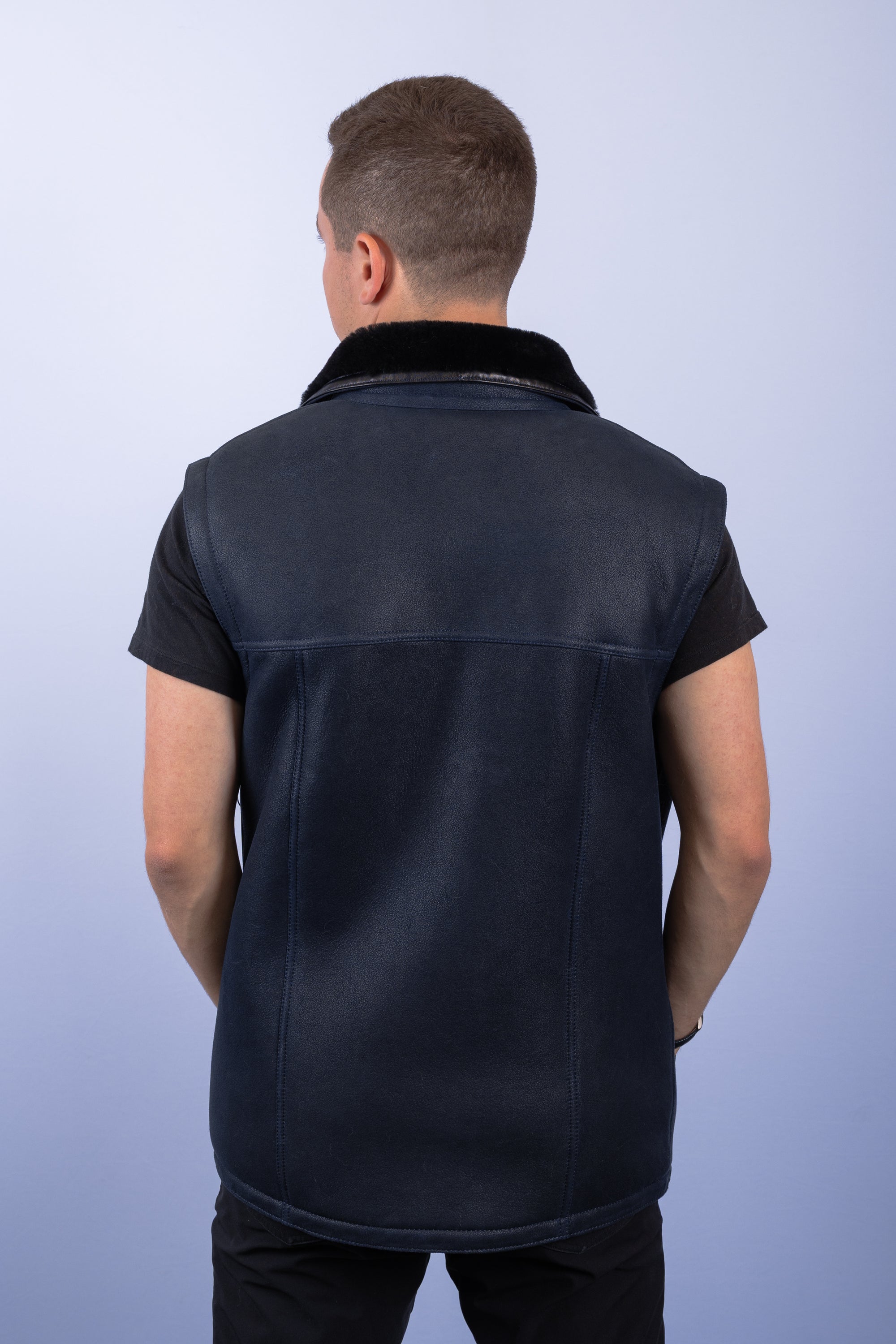 Navy Shearling Lamb Vest