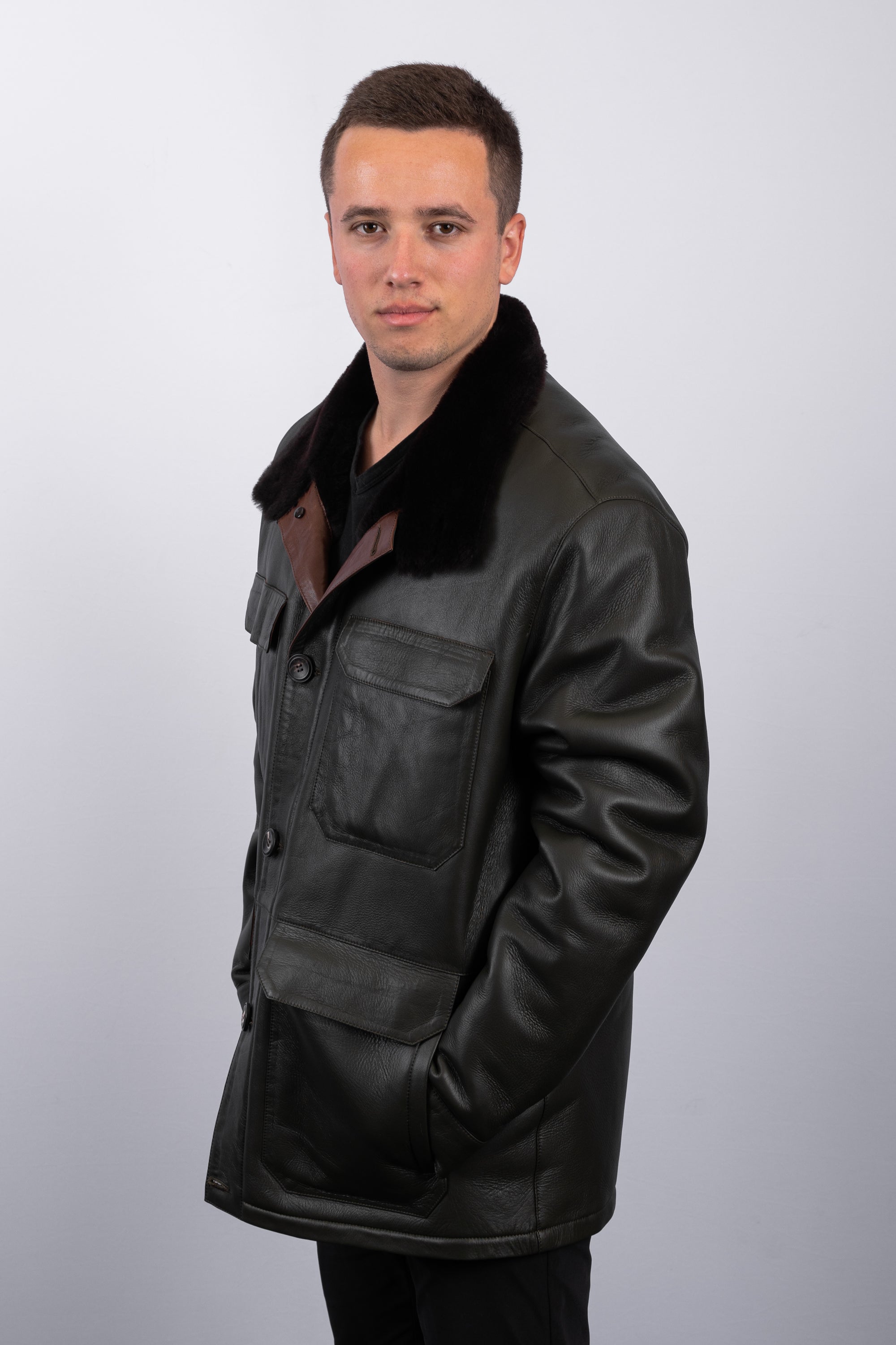 Forest Green Shearling Lamb Jacket