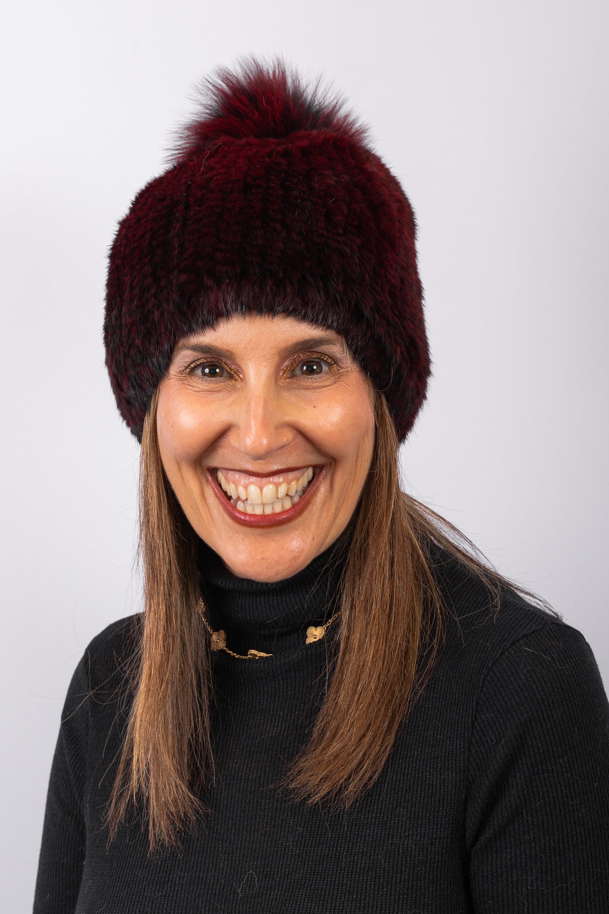 Merlot Mink Hat with Merlot/Black Fox