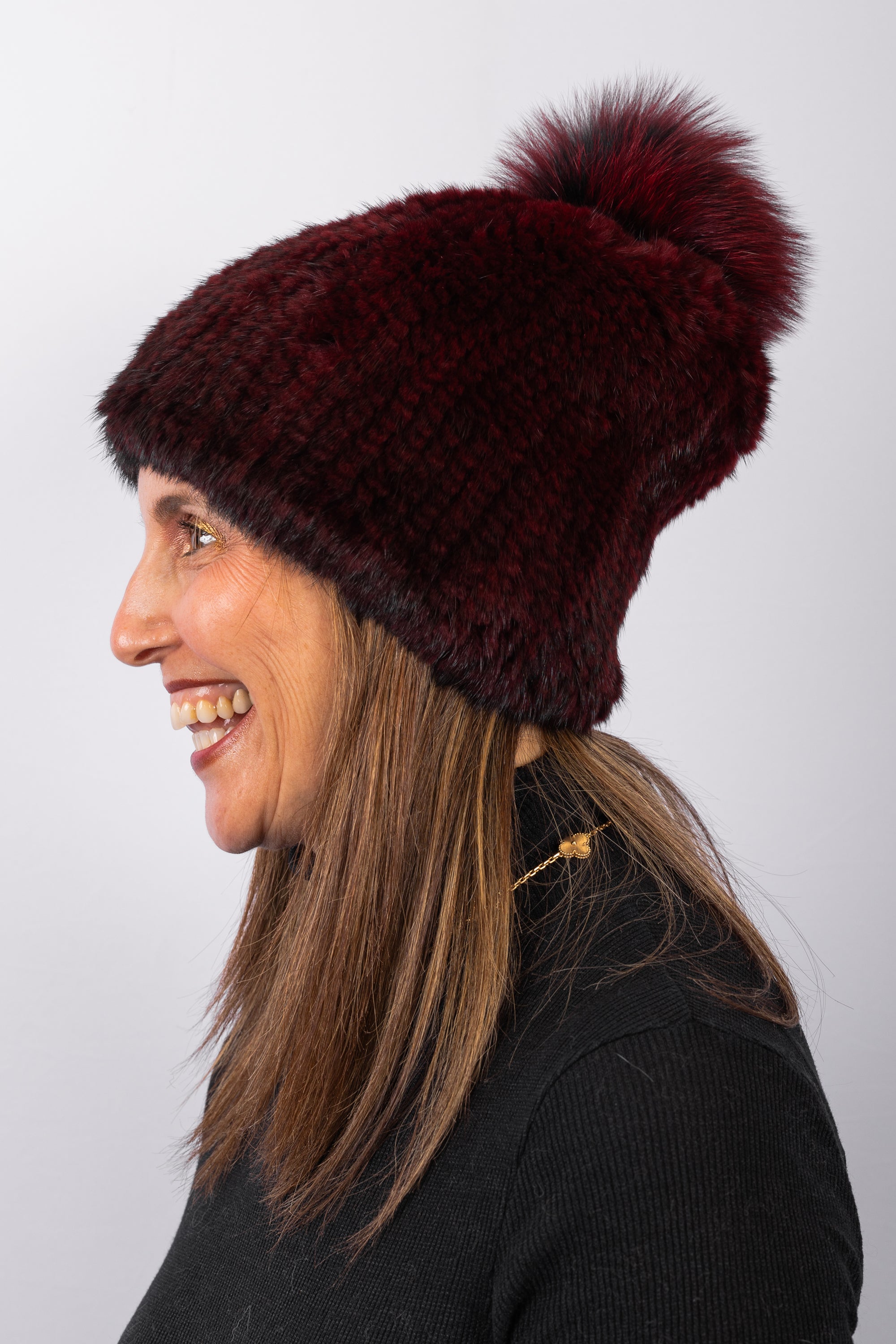 Merlot Mink Hat with Merlot/Black Fox