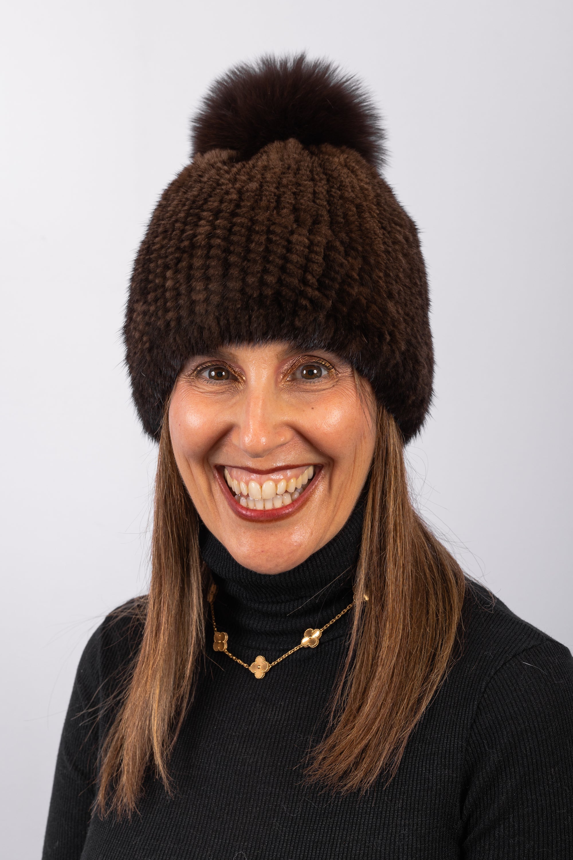 Mahogany Mink Hat with Fox