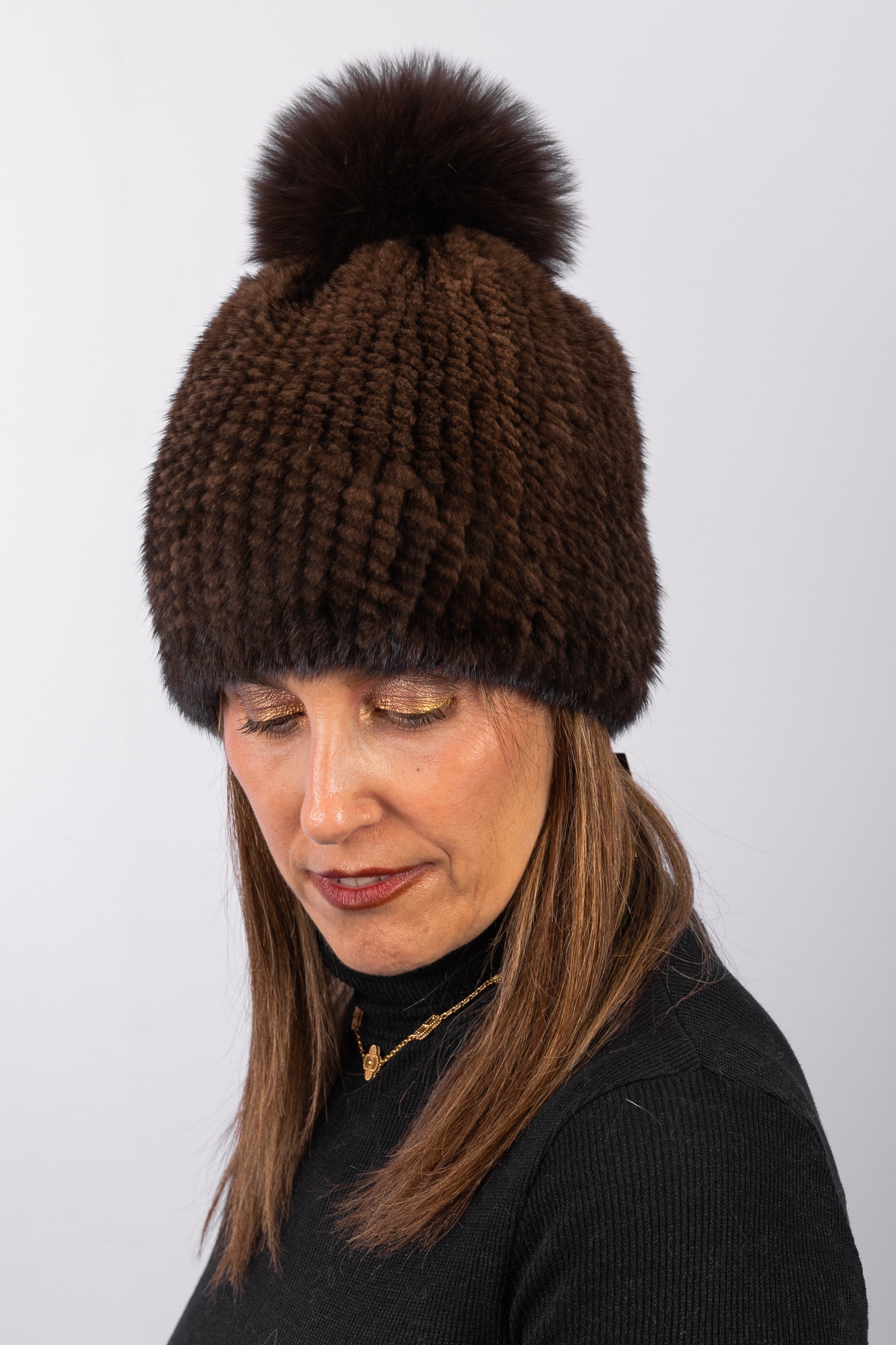 Mahogany Mink Hat with Fox