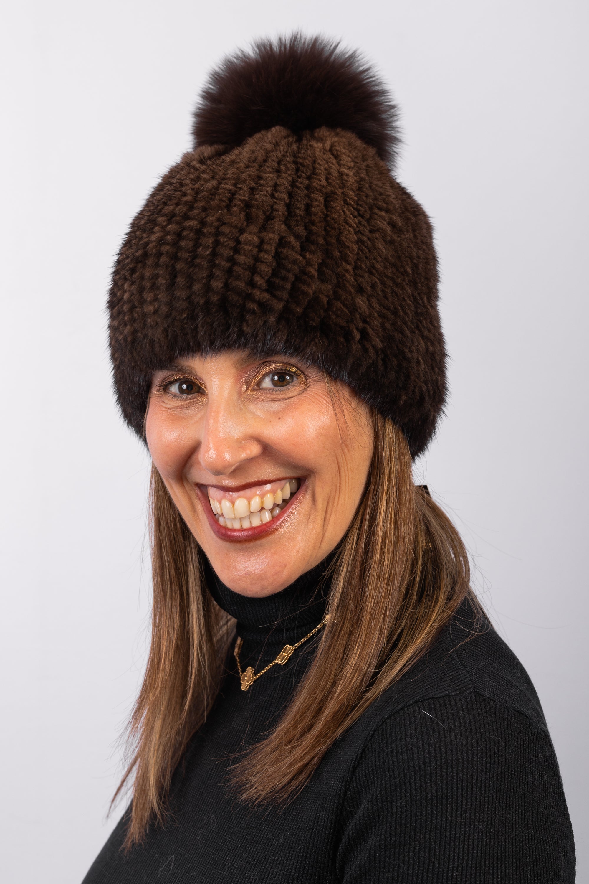 Mahogany Mink Hat with Fox