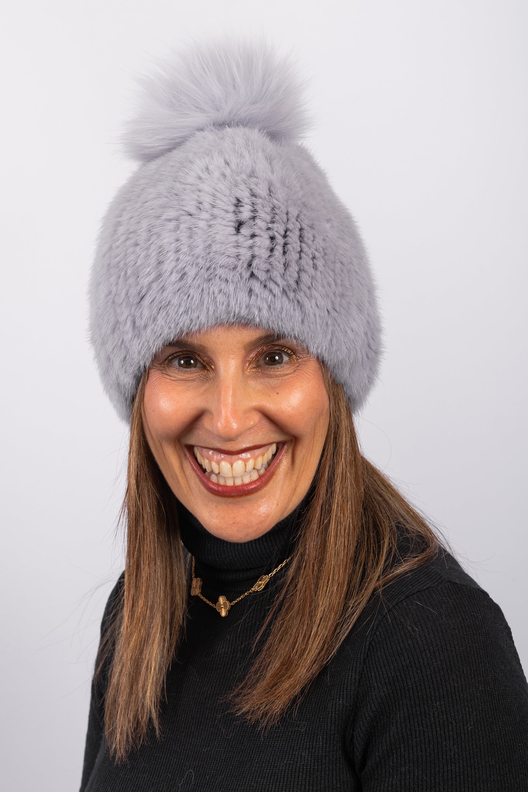 Lilac Mink Hat with Fox