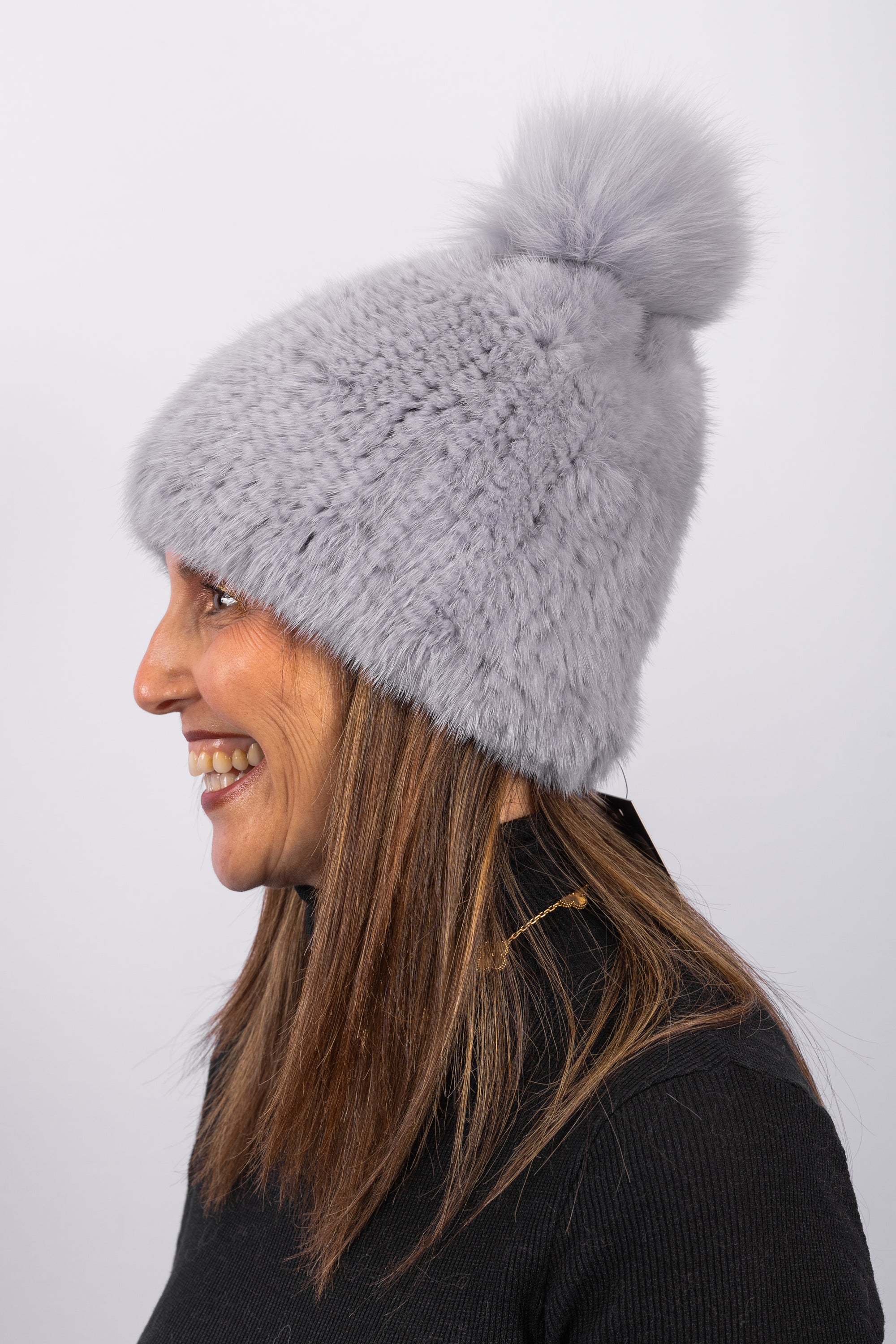 Lilac Mink Hat with Fox