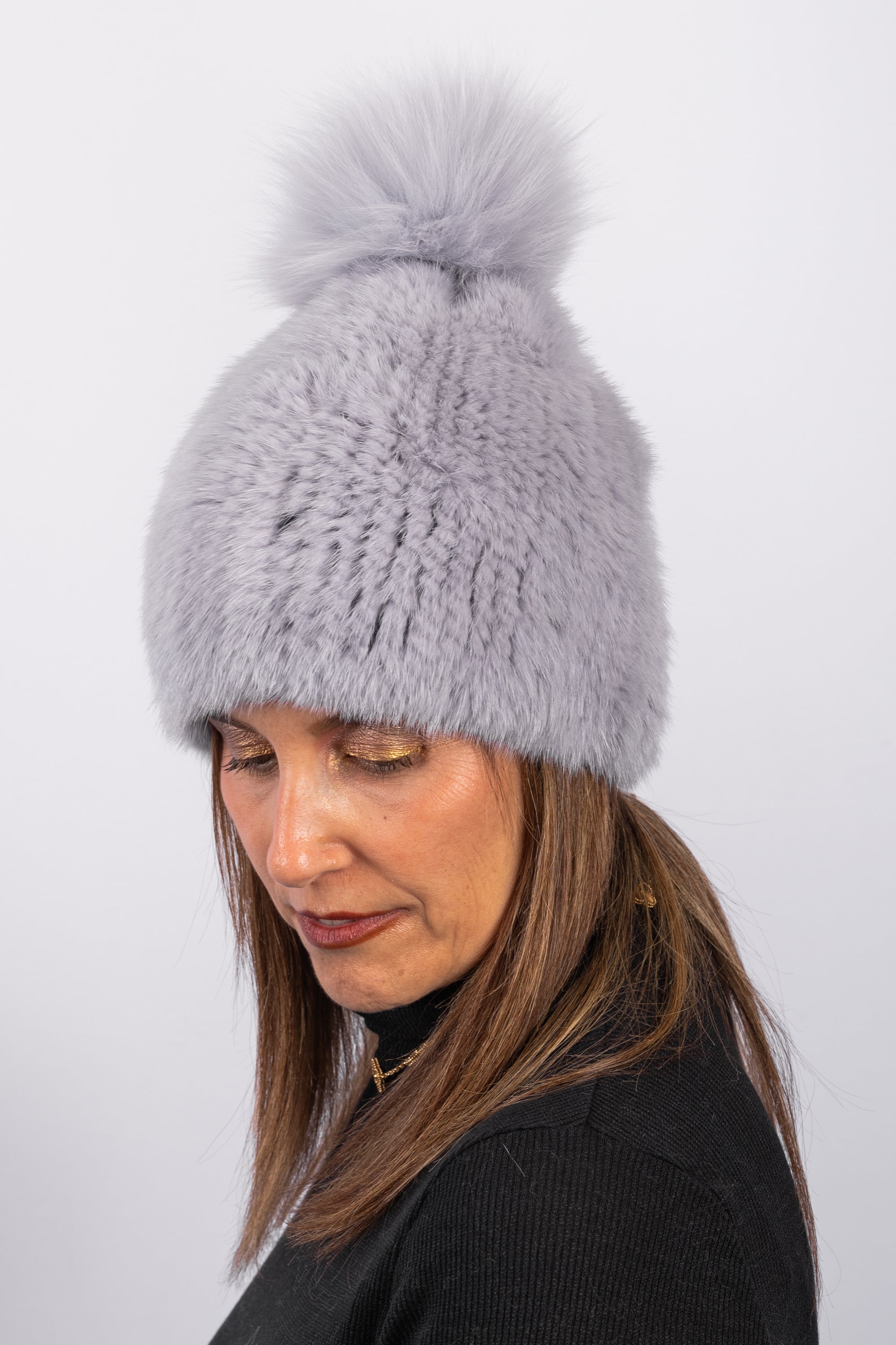 Lilac Mink Hat with Fox