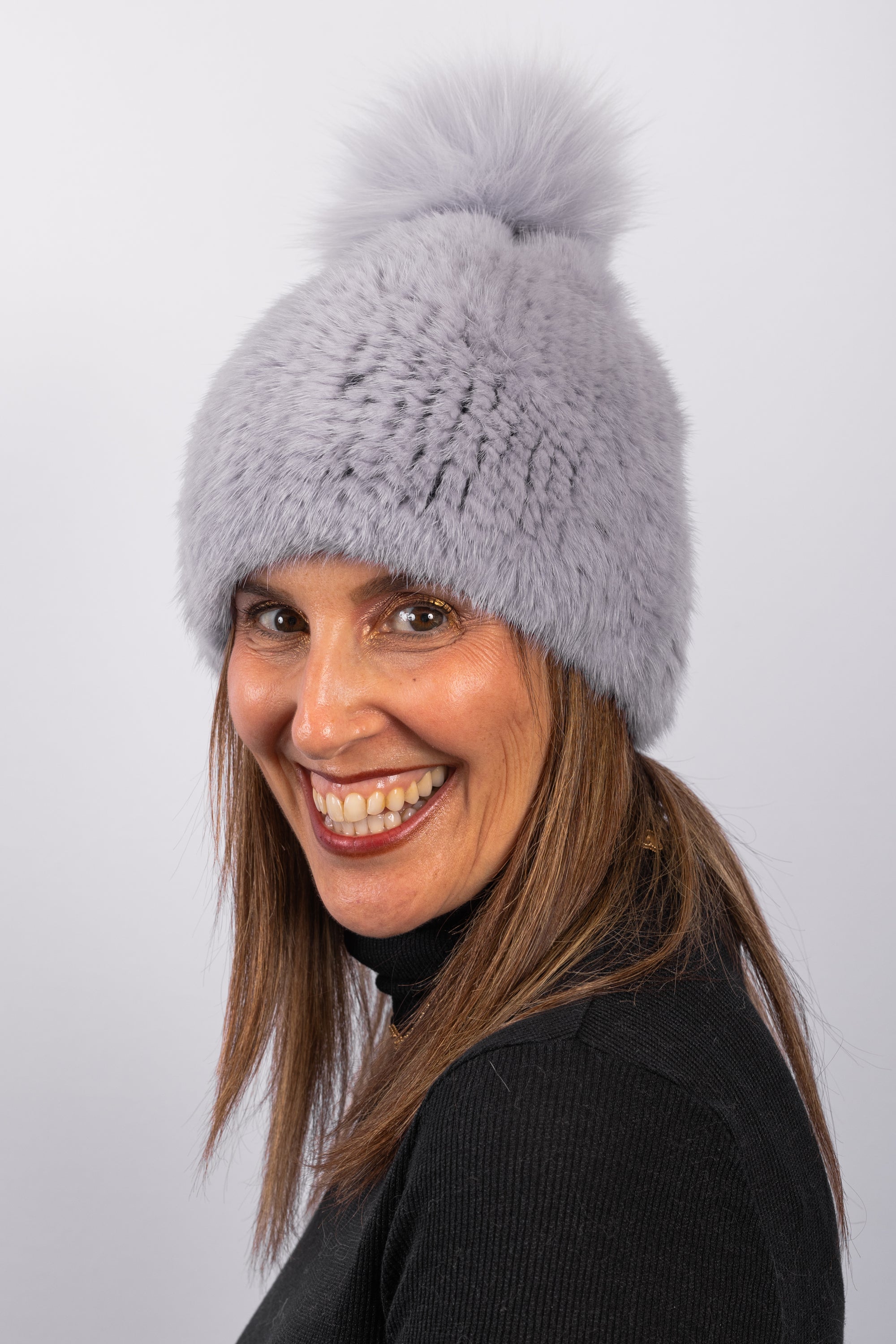 Lilac Mink Hat with Fox