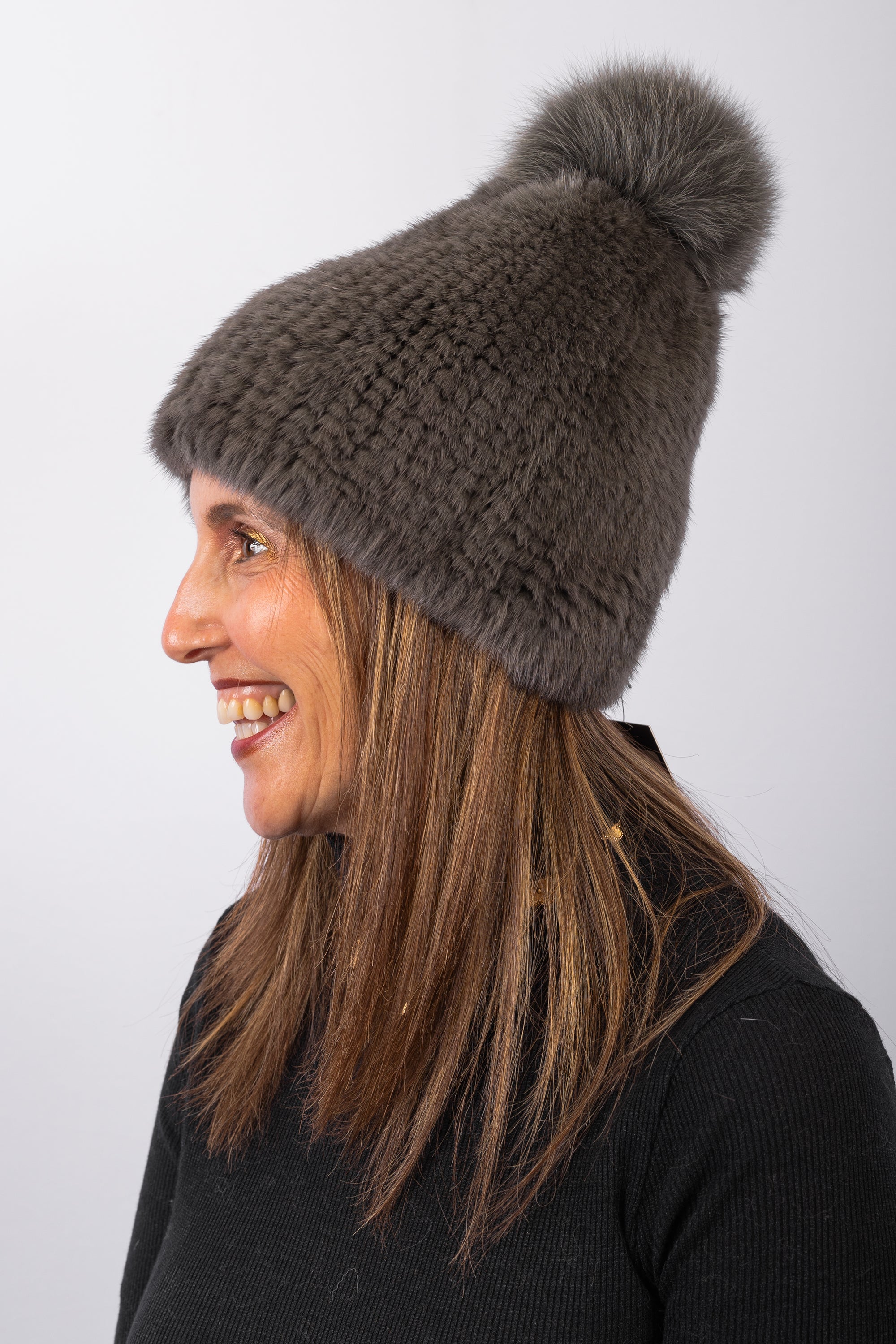 Army Mink Hat with Fox