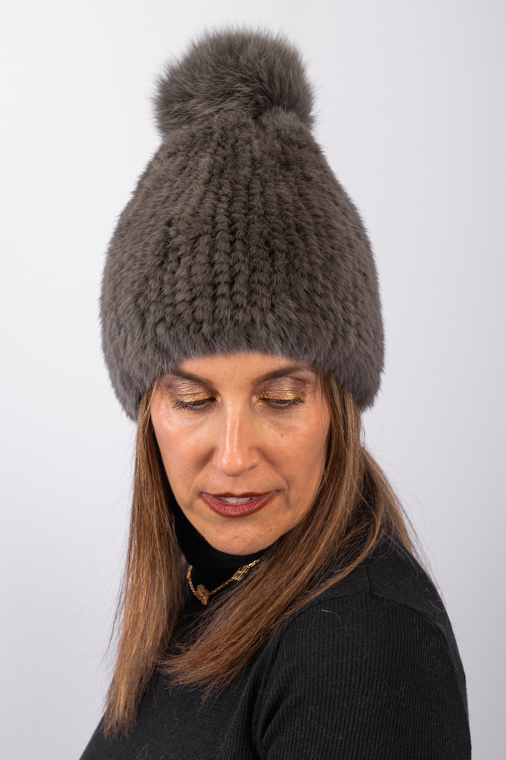 Army Mink Hat with Fox