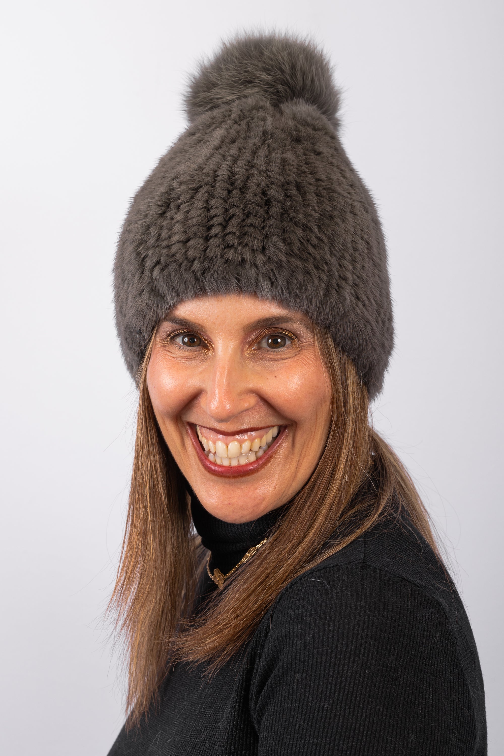 Army Mink Hat with Fox