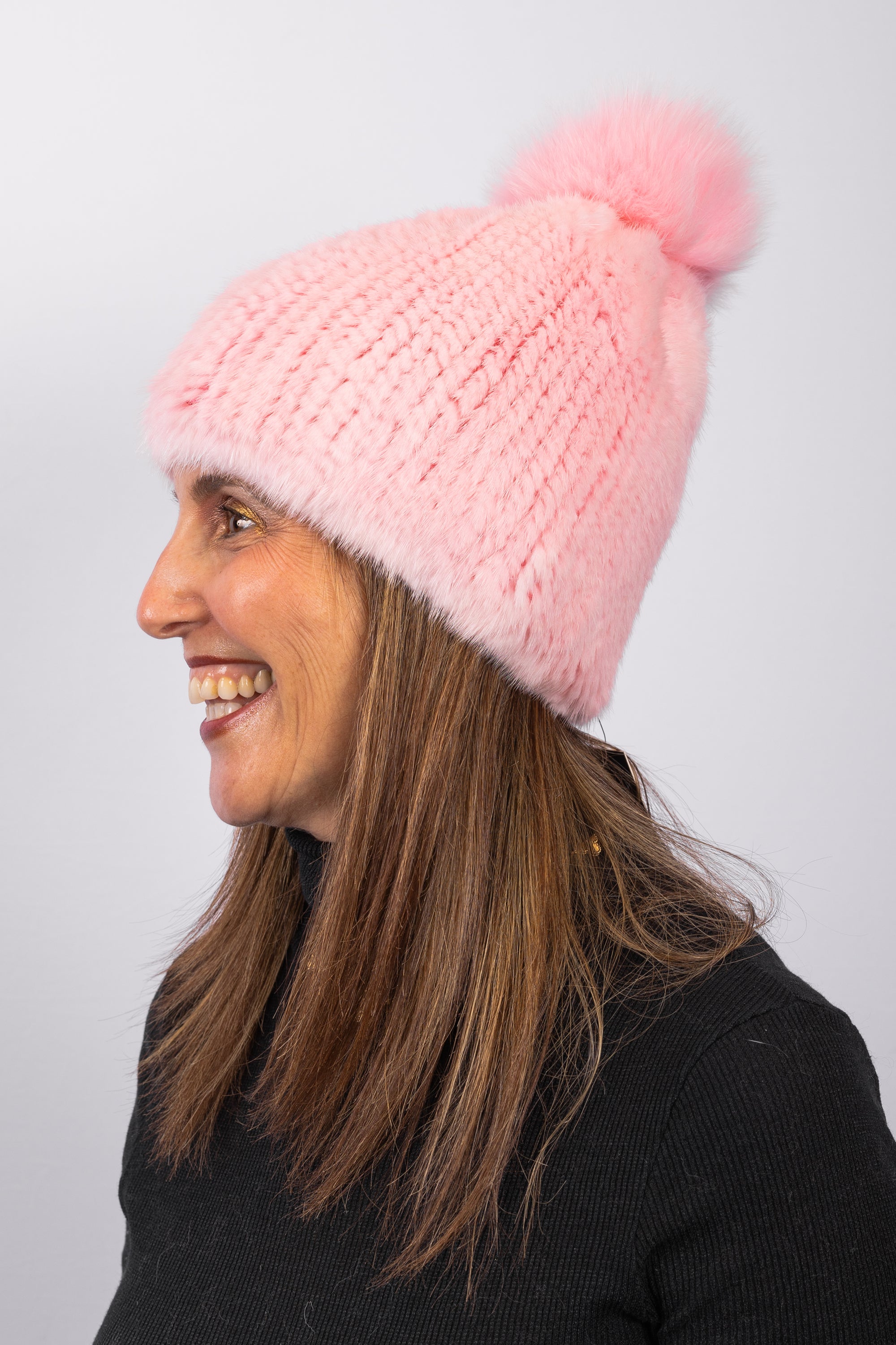 Cotton Candy Mink Hat with Fox