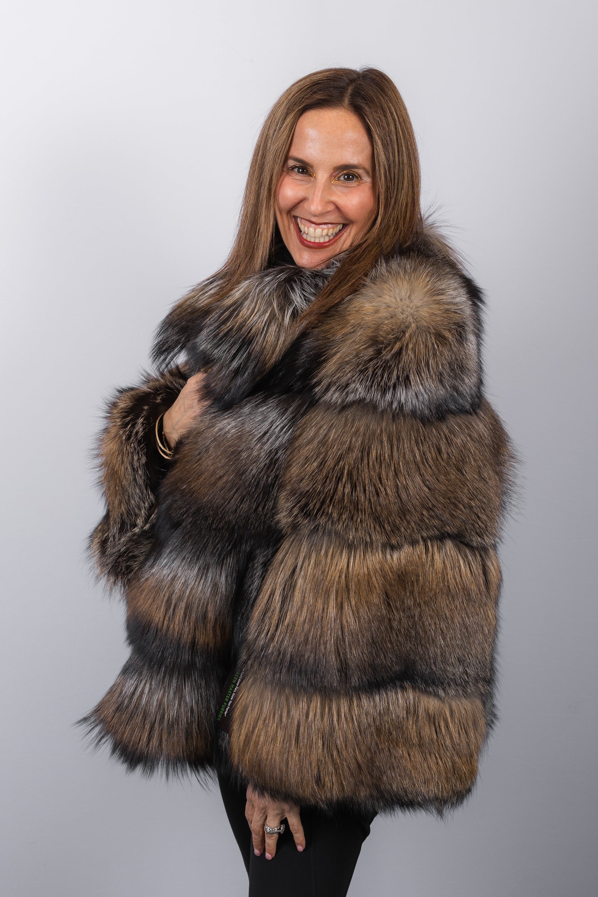 Natural Gold Cross Fox Jacket