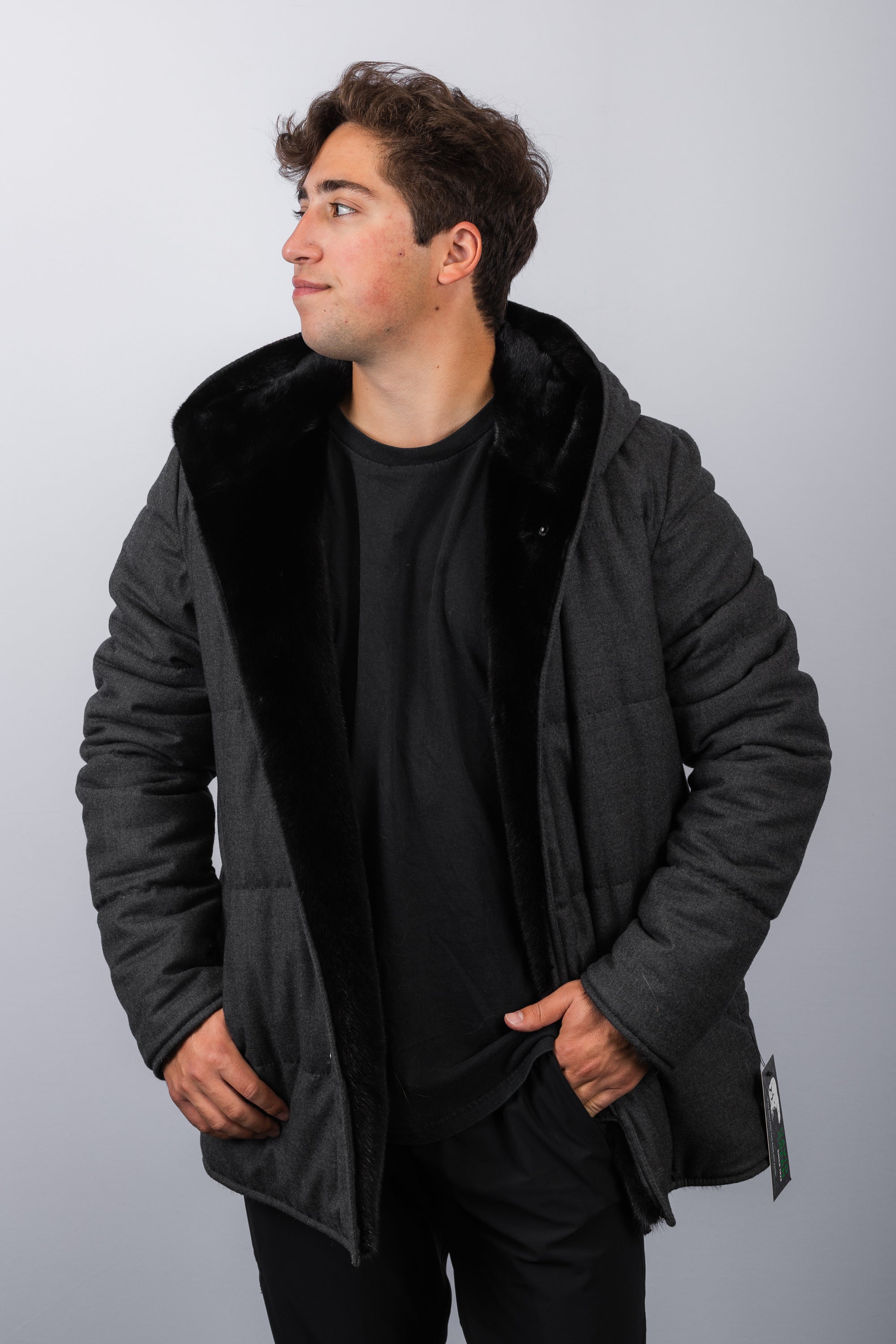 Black Mink/Charcoal Cashmere Jacket