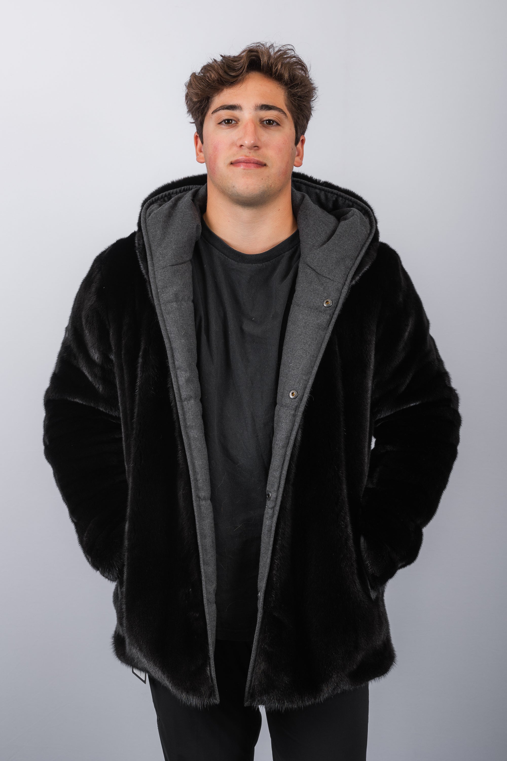 Black Mink/Charcoal Cashmere Jacket