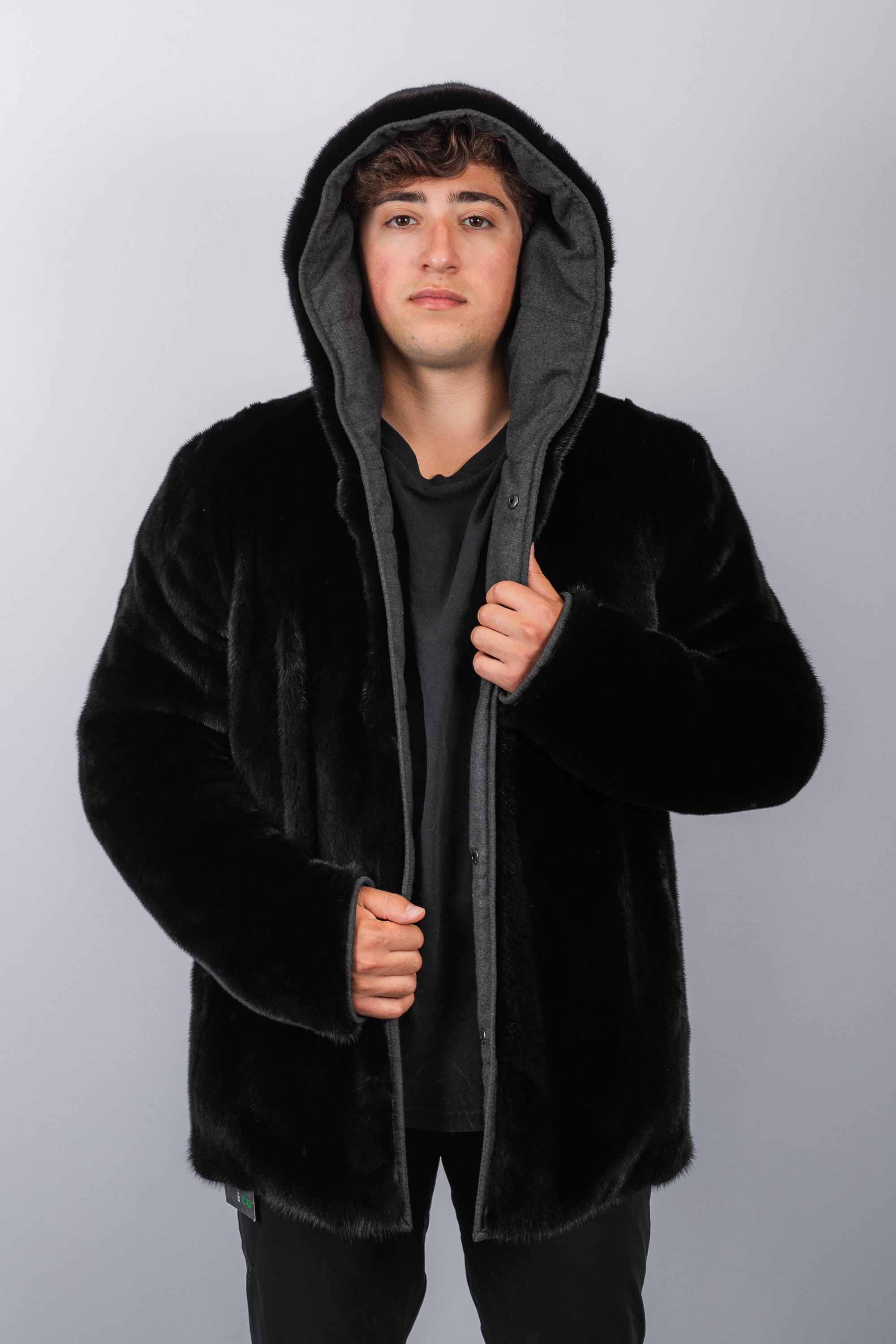Black Mink/Charcoal Cashmere Jacket