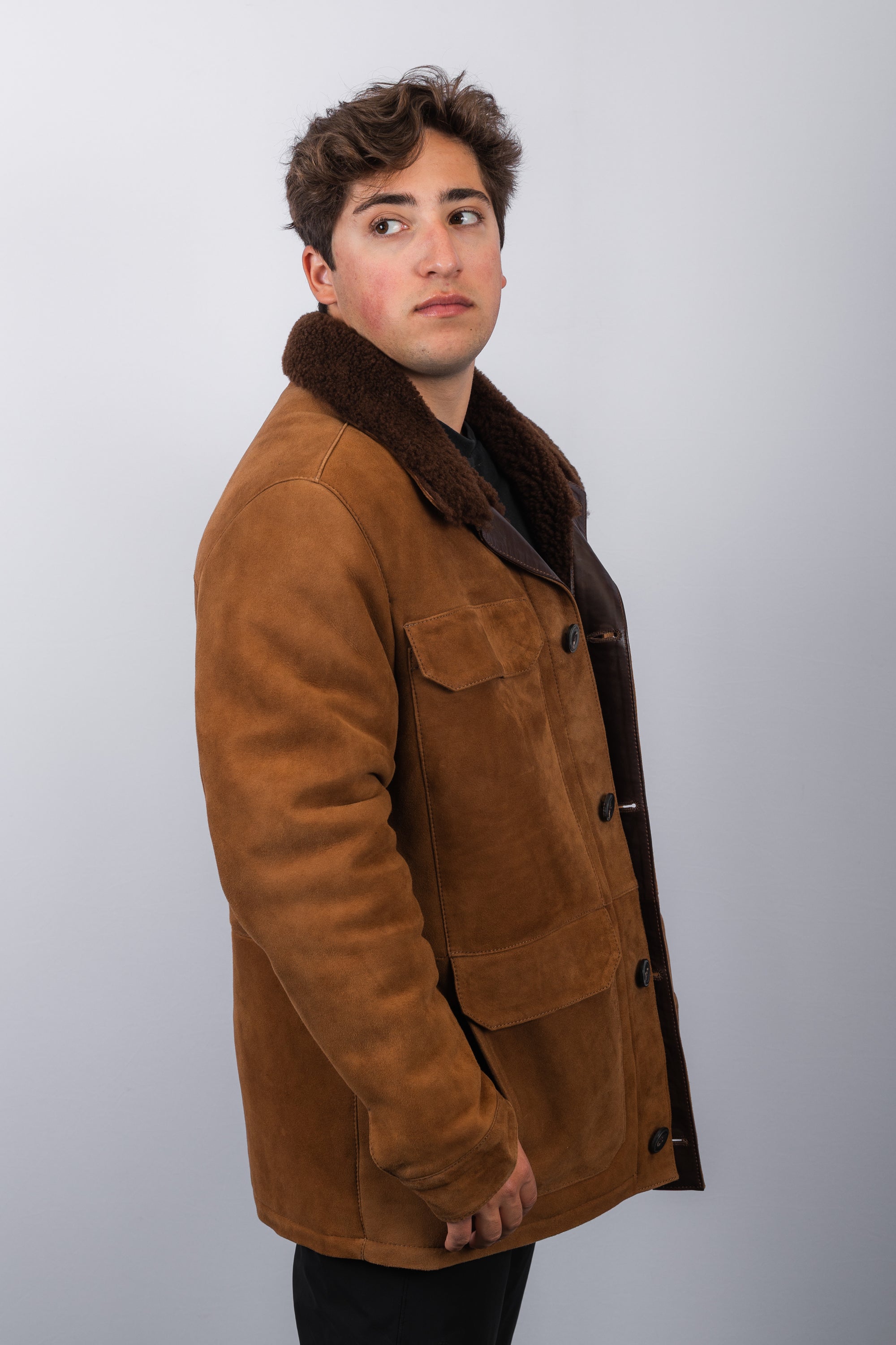 Whiskey Suede Shearling Lamb Jacket