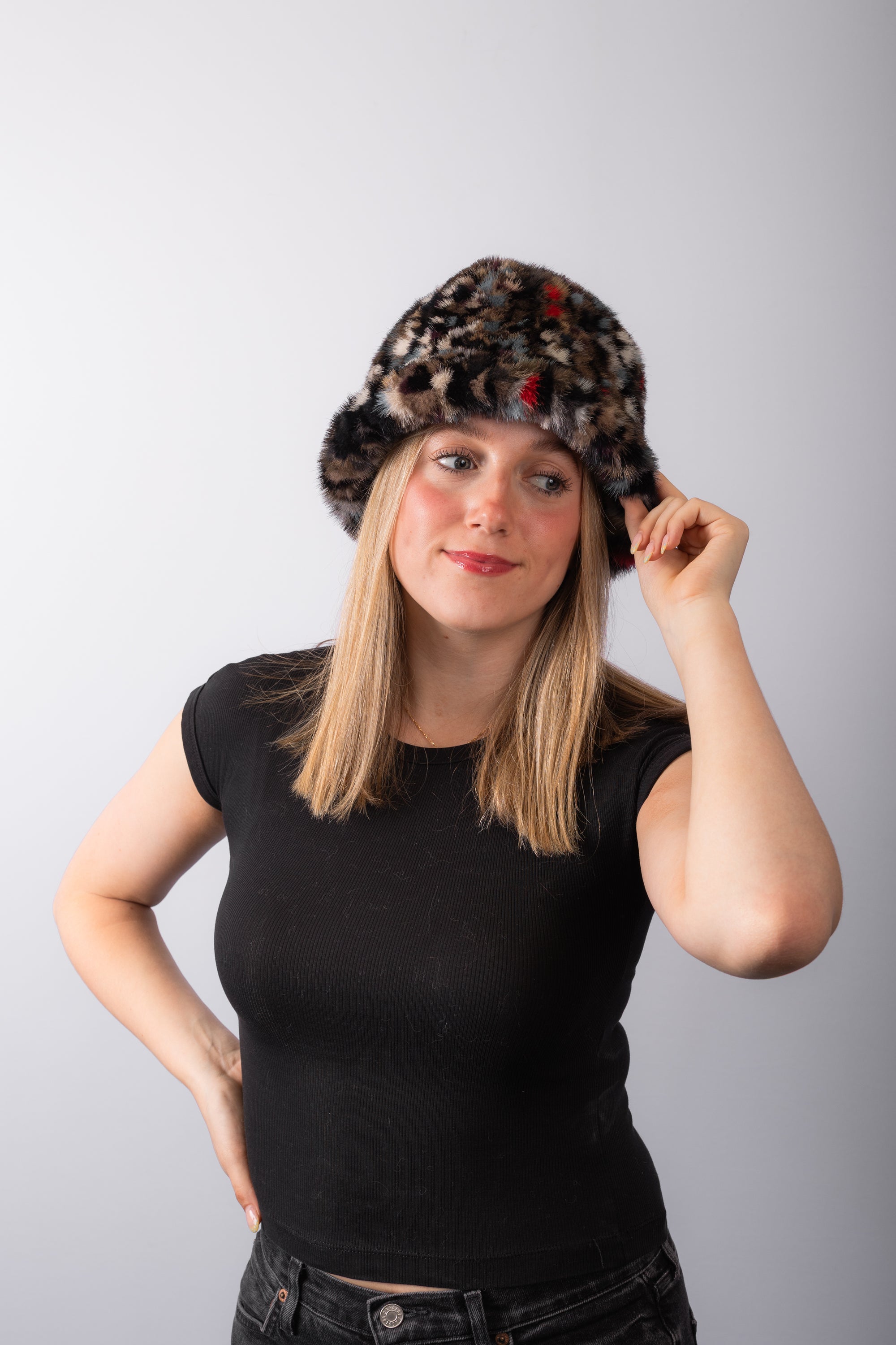 Multicolor "Pixel" Mink Bucket Hat