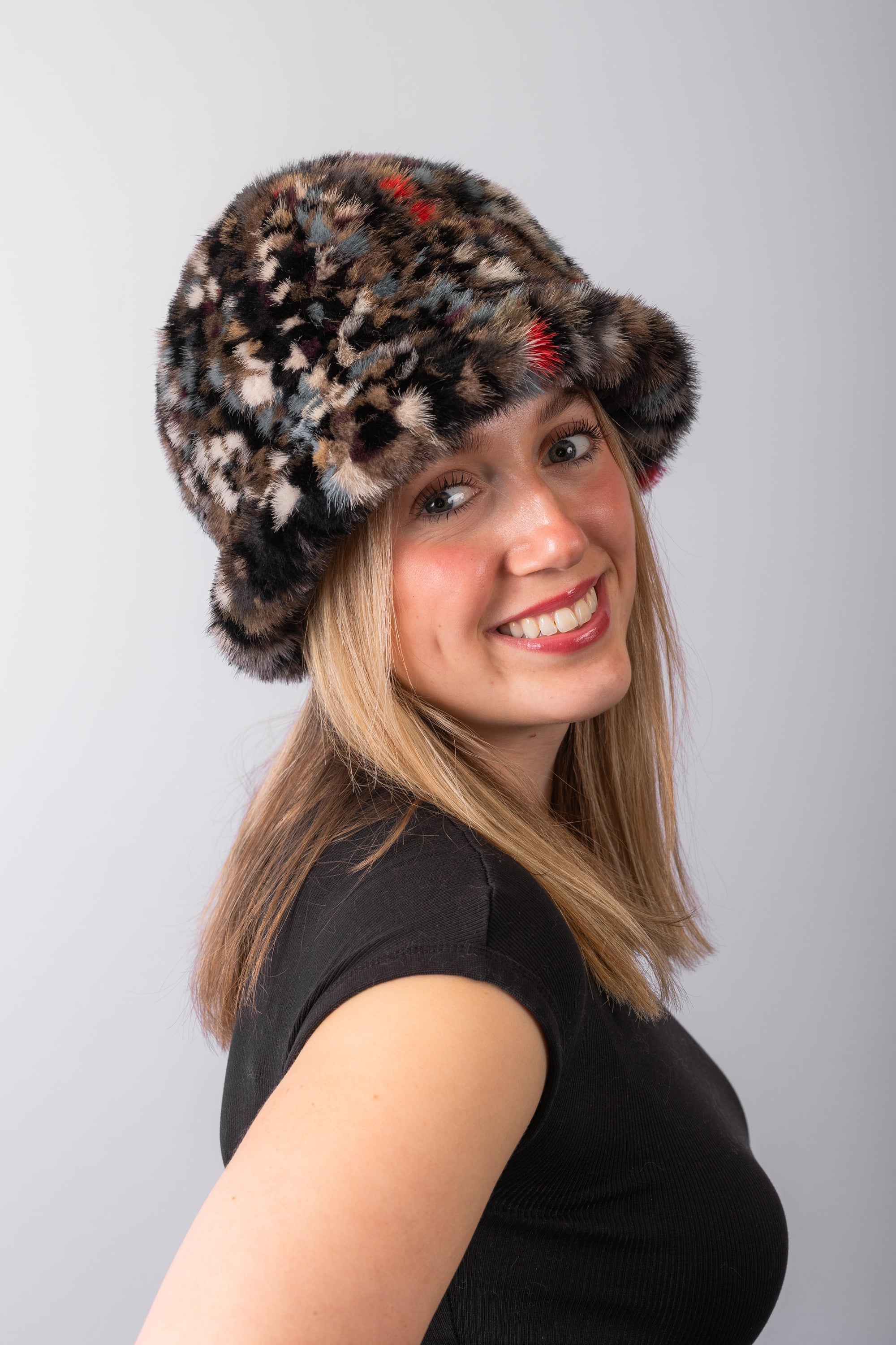 Multicolor "Pixel" Mink Bucket Hat