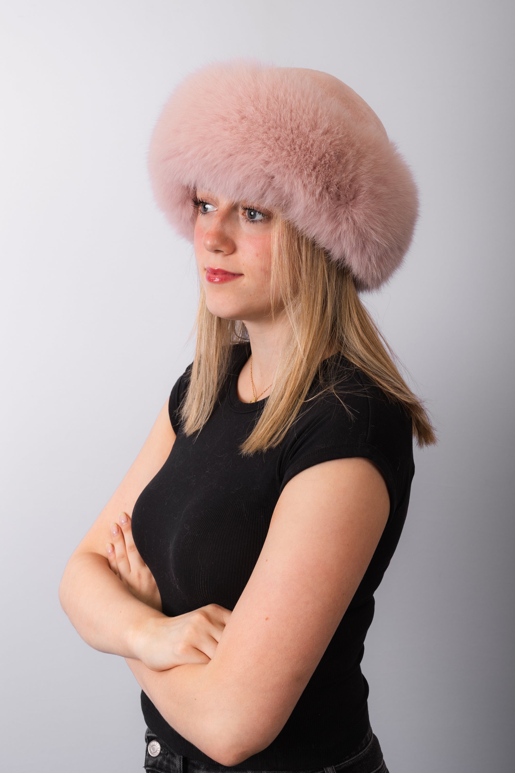 Pink Sheared Beaver with Pink Fox Hat