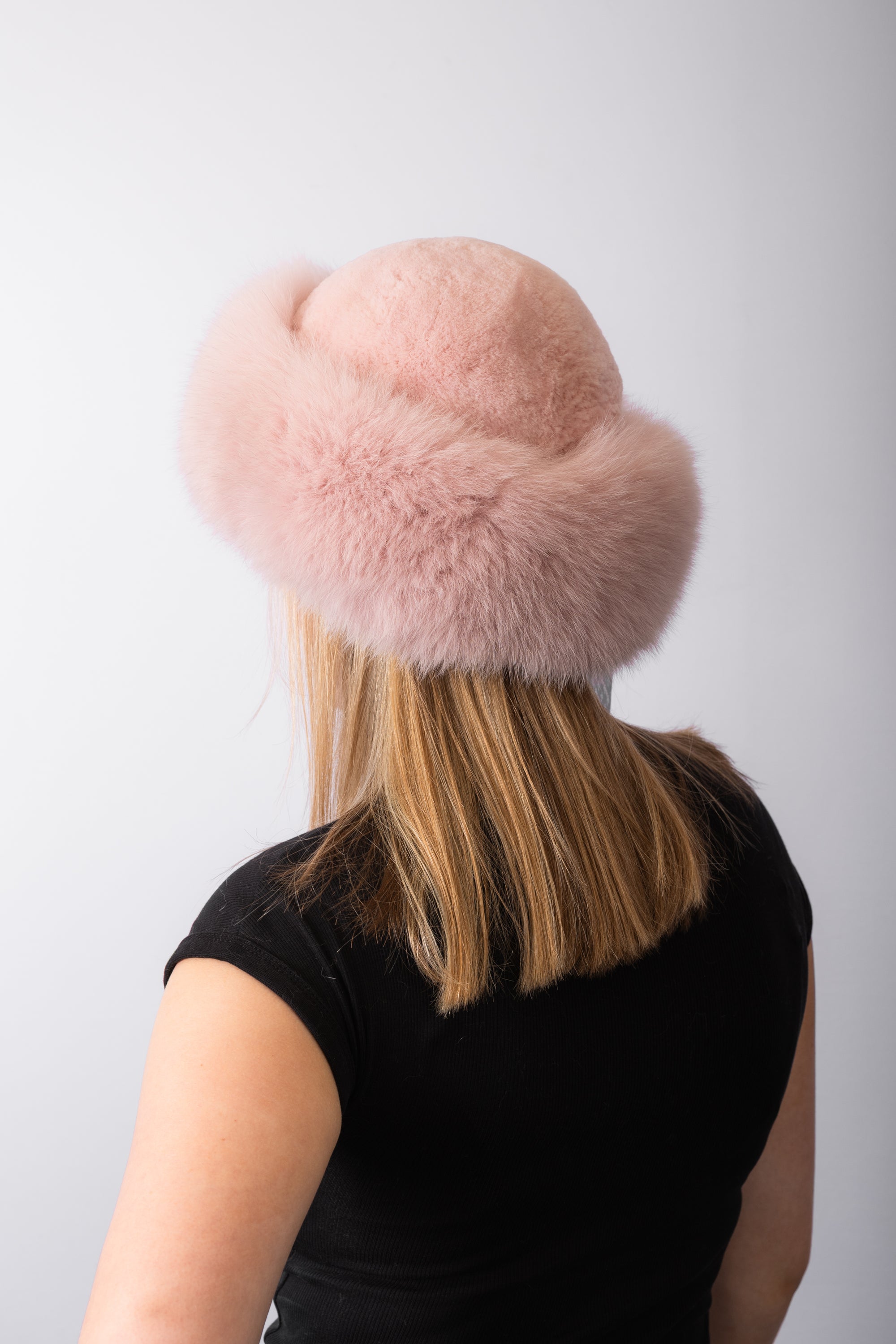 Pink Sheared Beaver with Pink Fox Hat