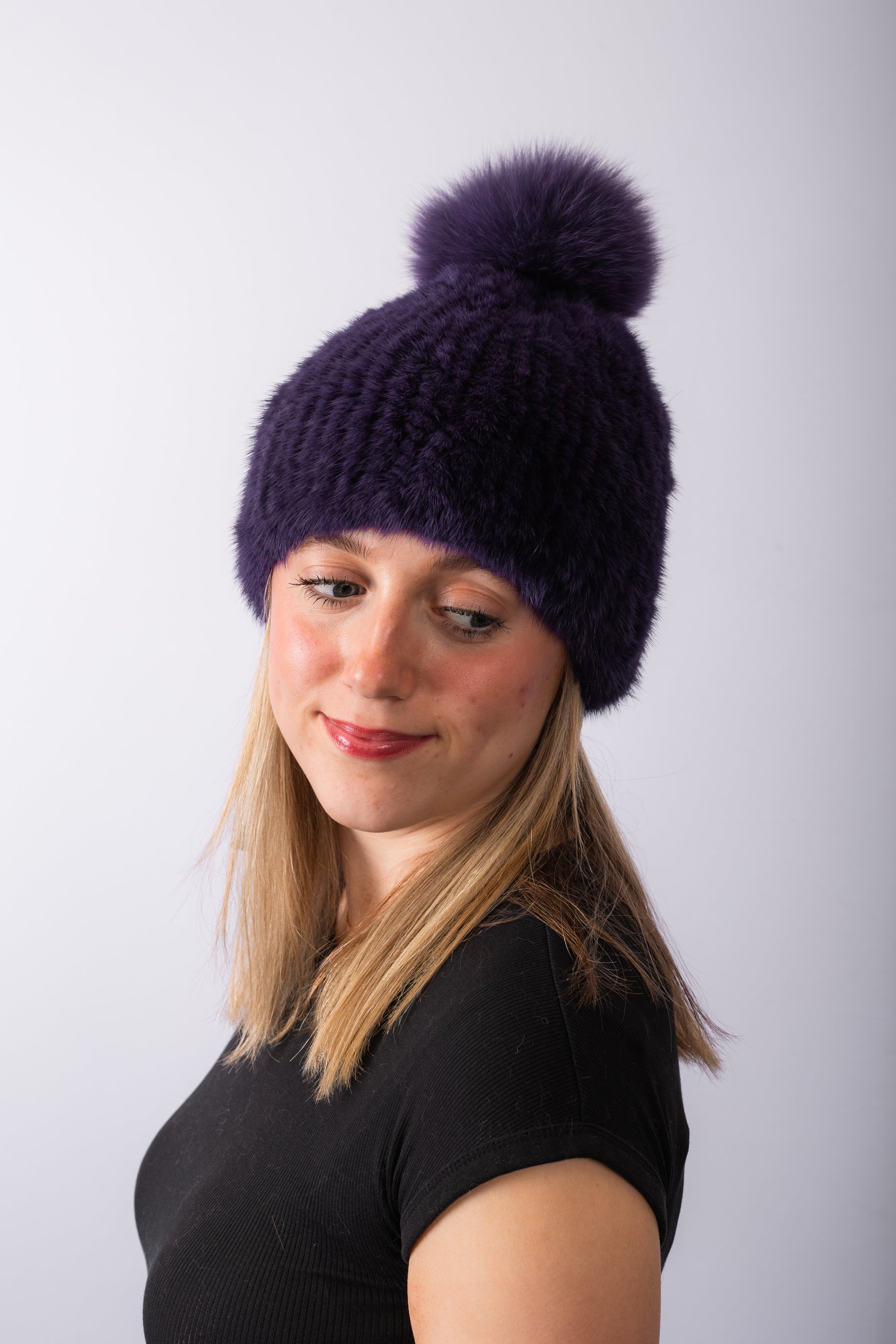 Amethyst Mink Hat with Fox