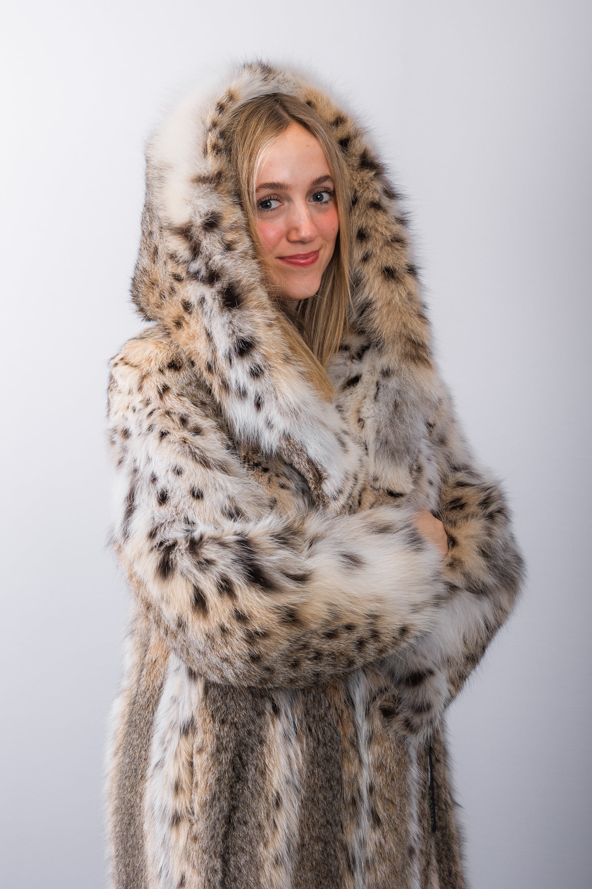 Natural Lynx Cat Jacket w/Hood