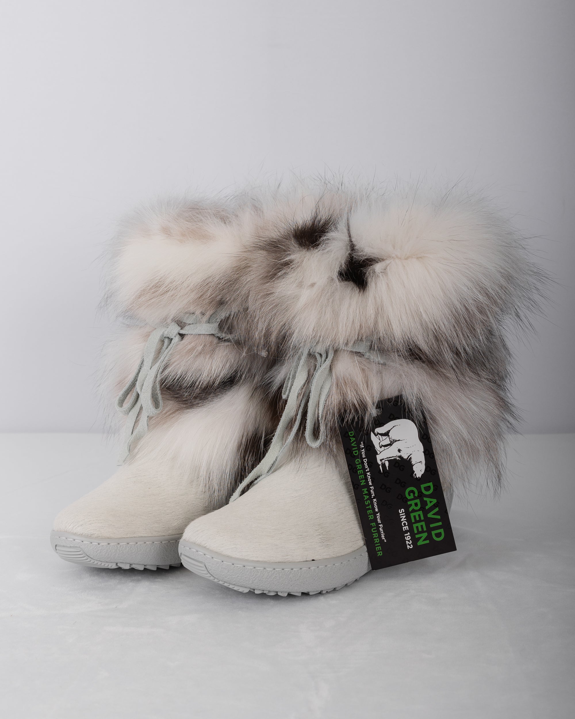 Arctic Marble Fox/White Calfskin Boots