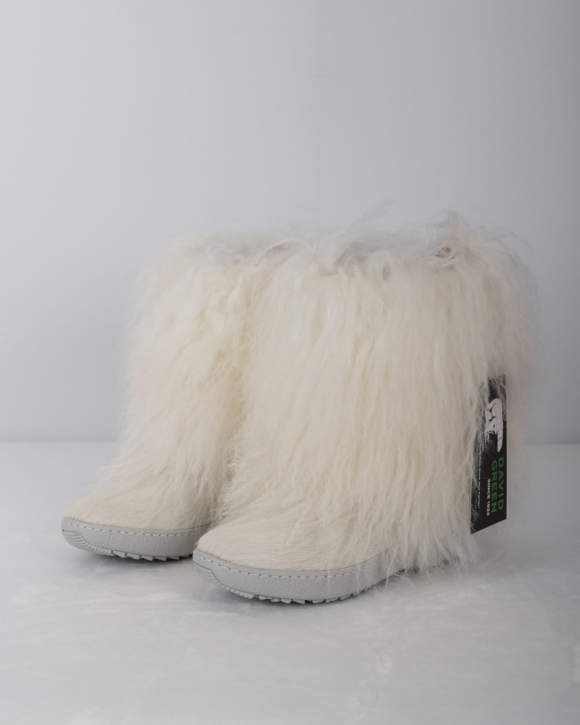 White Mongolian Lamb/White Calfskin Boots