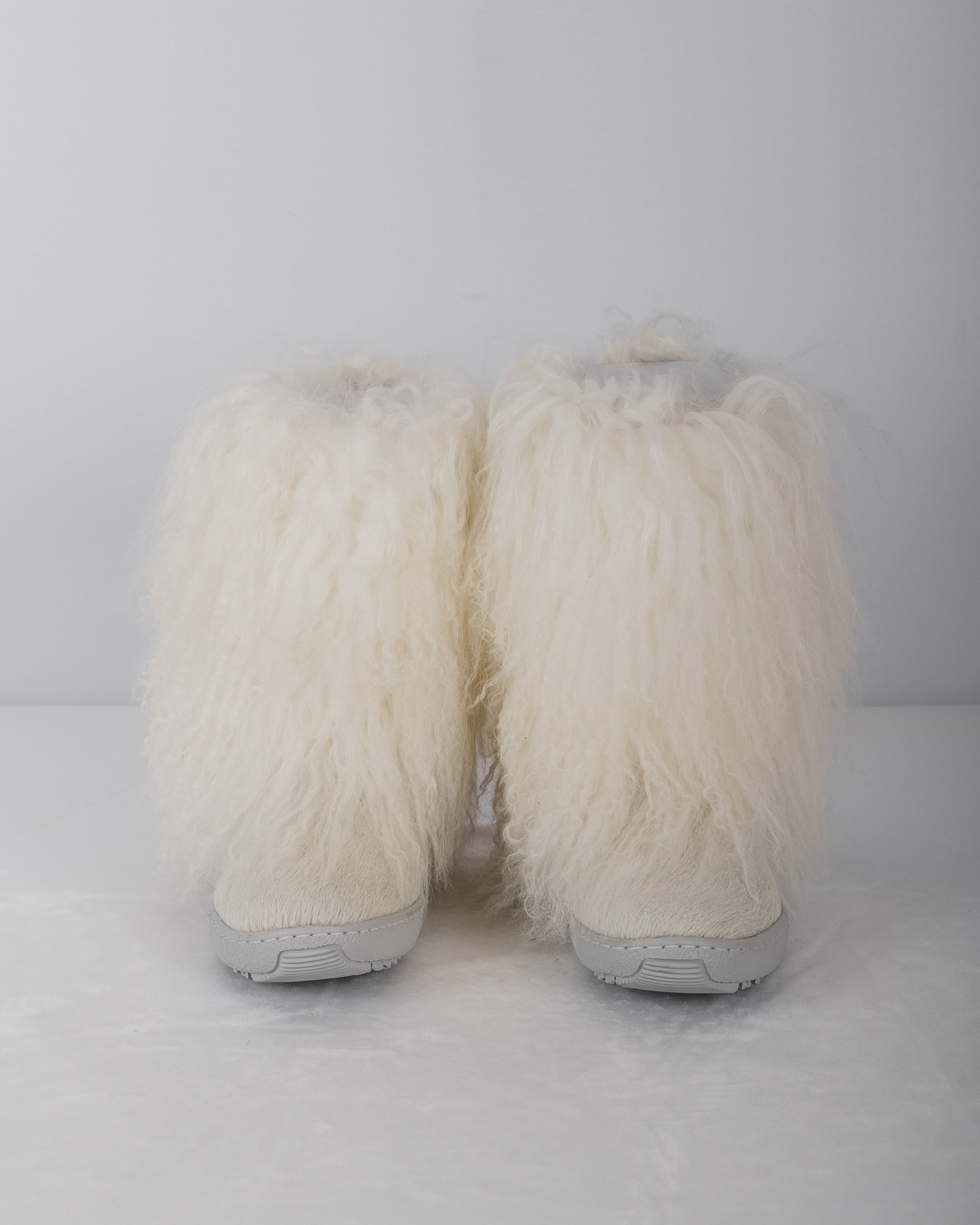 White Mongolian Lamb/White Calfskin Boots