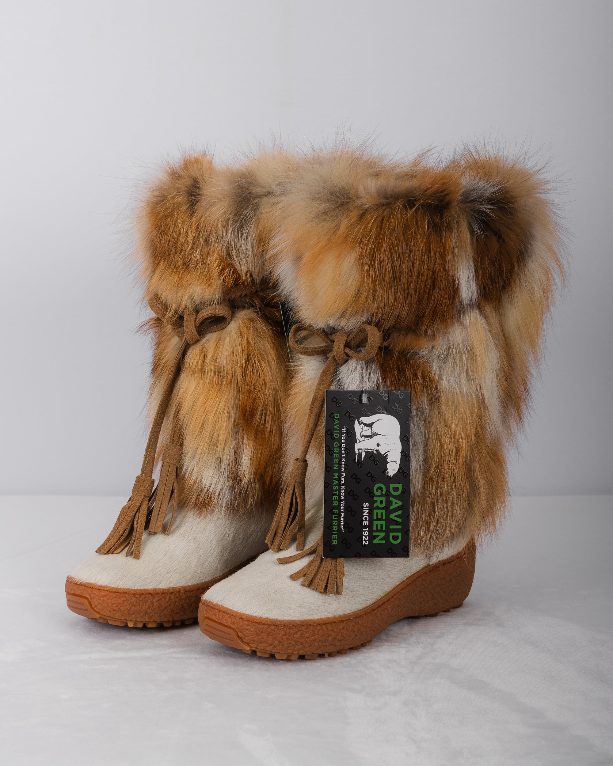 Natural Red Fox/White Calfskin Boots