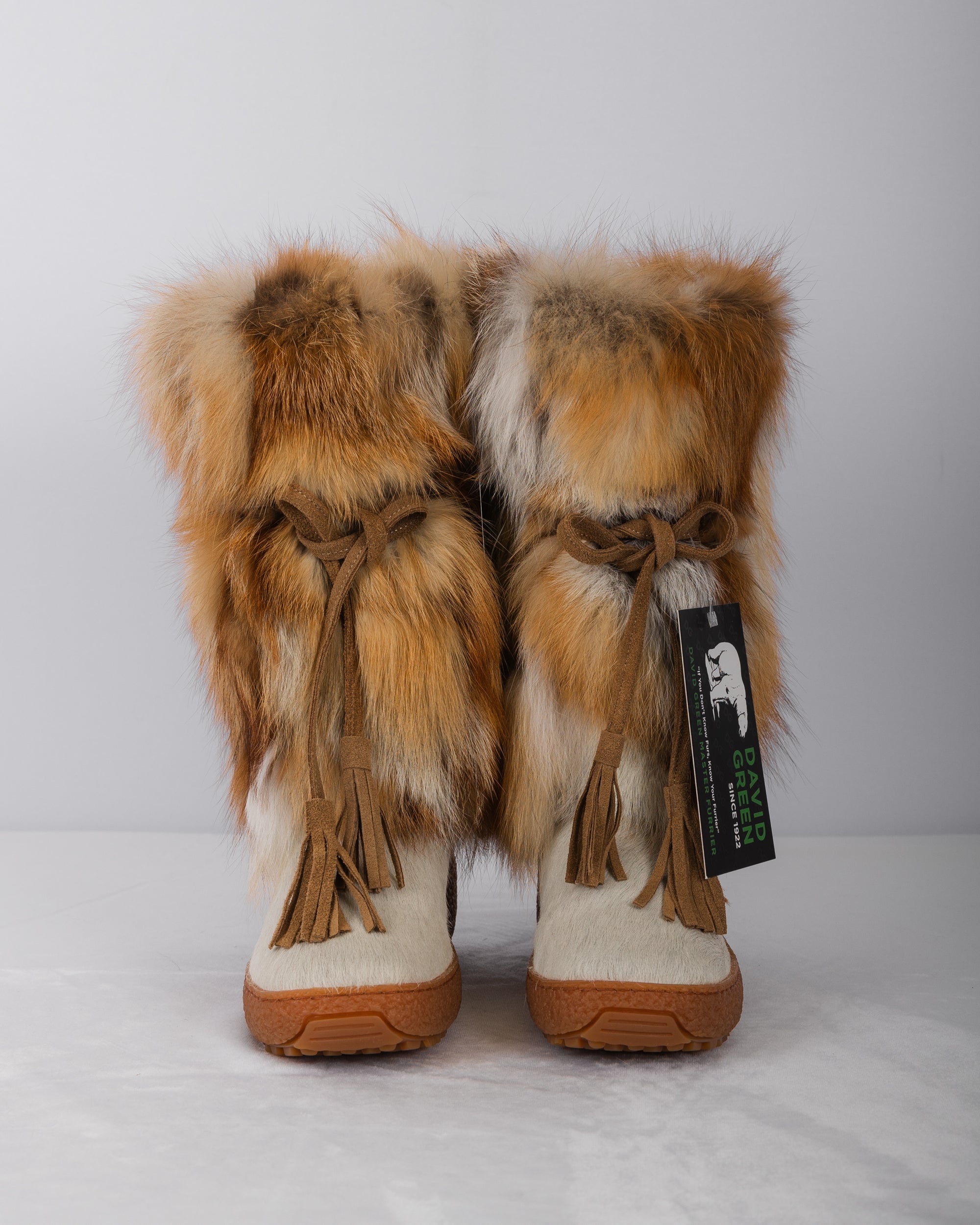 Natural Red Fox/White Calfskin Boots