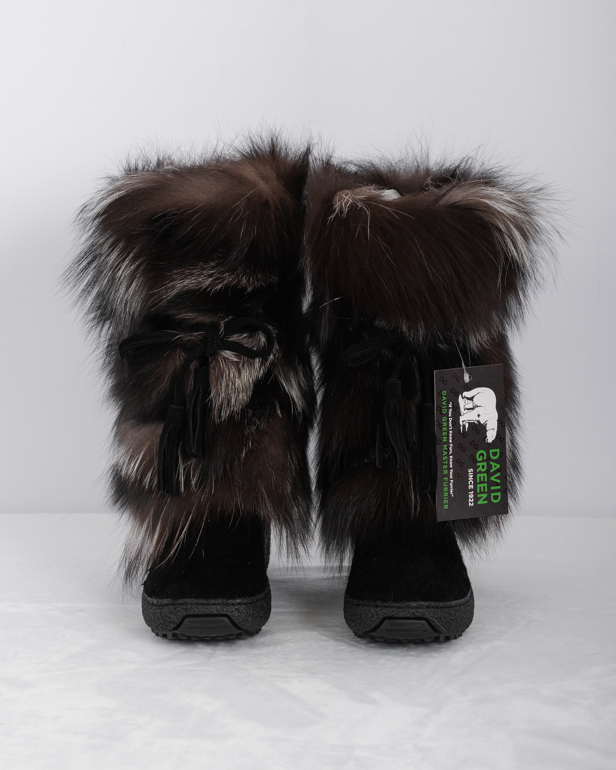 Natural Silver Fox/Black Calfskin Boots
