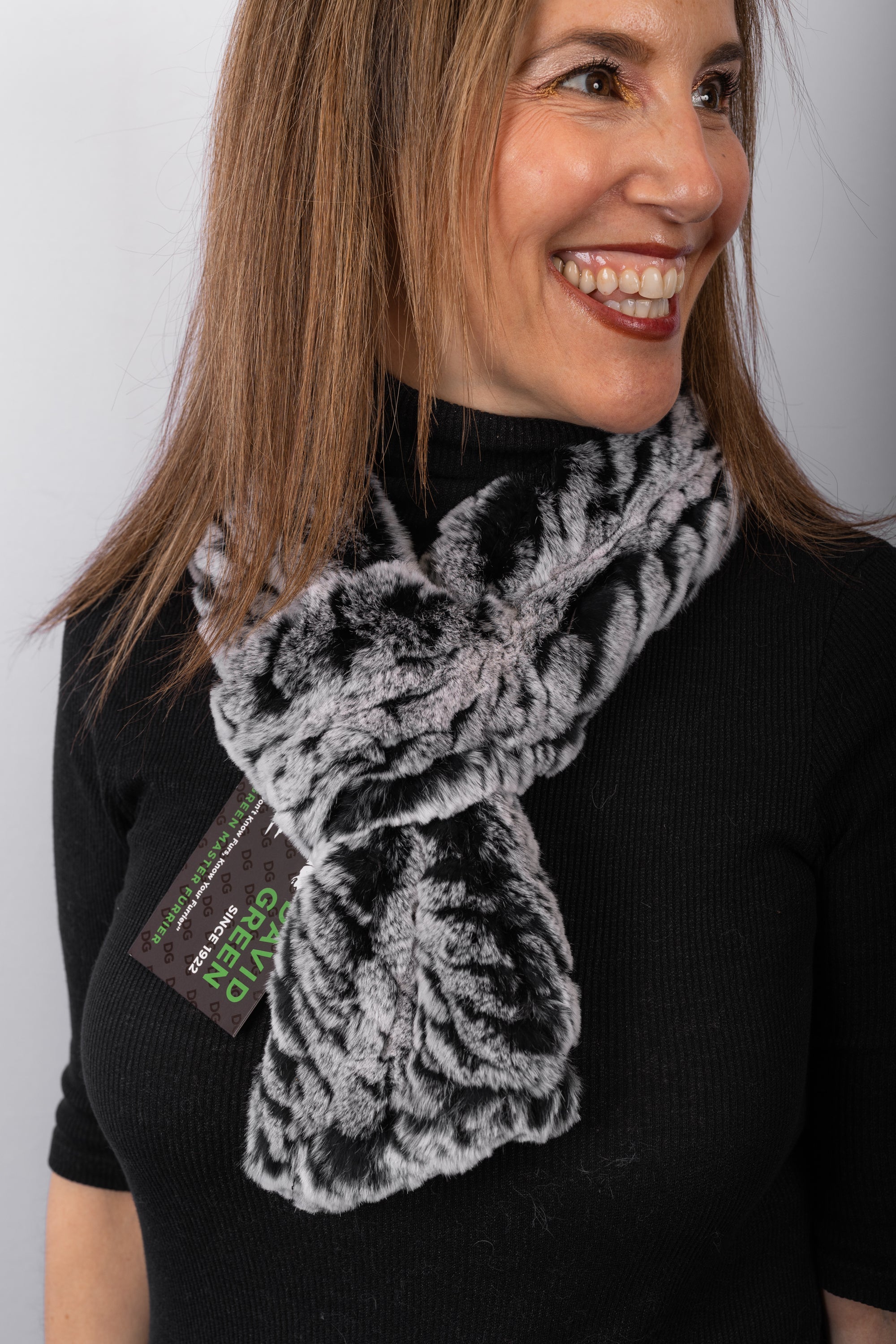 Black Snowtop Rex Rabbit Scarf