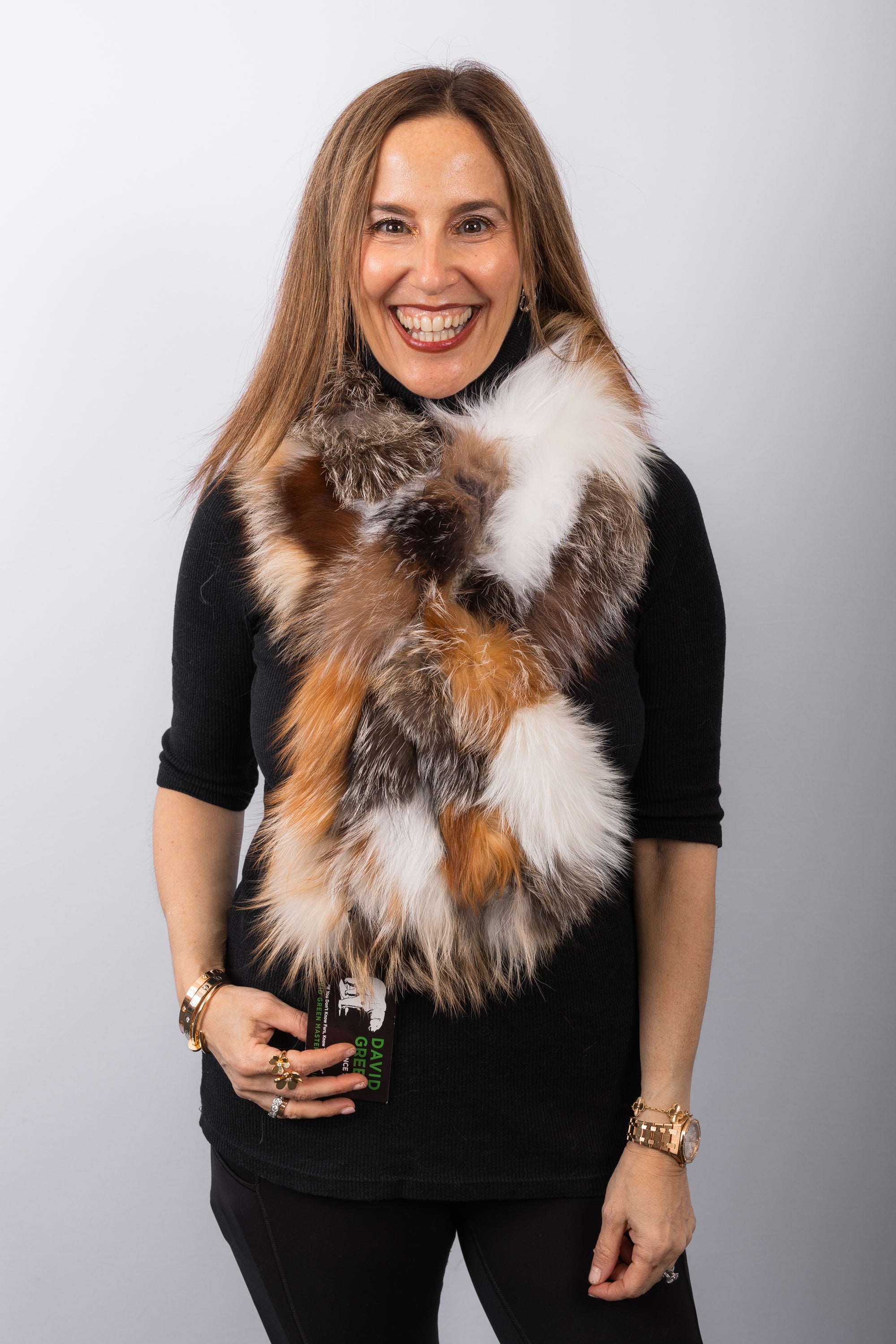 Natural Multicolor Fox Scarf - Long