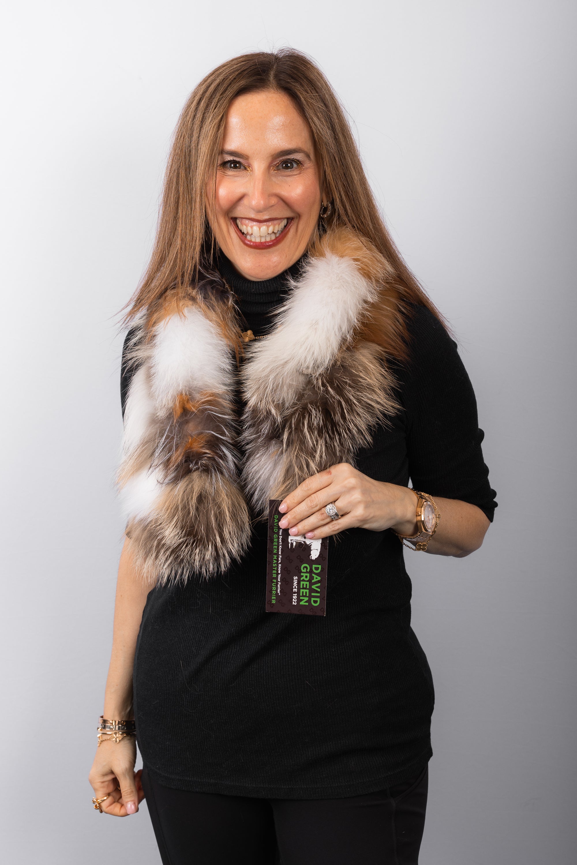 Natural Multicolor Fox Scarf - Short