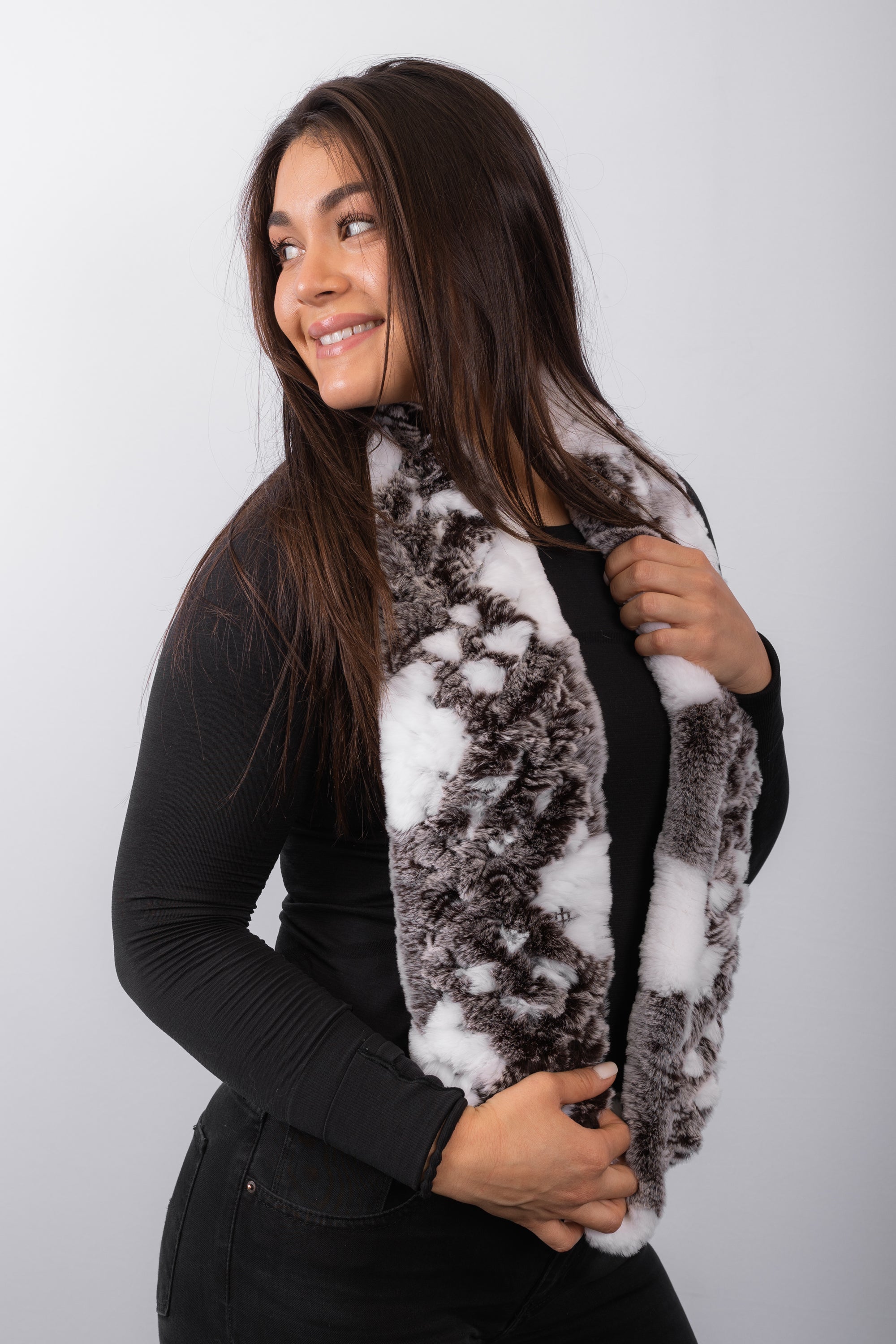 Rex Rabbit Infinity Scarf - White/Mocha Frost
