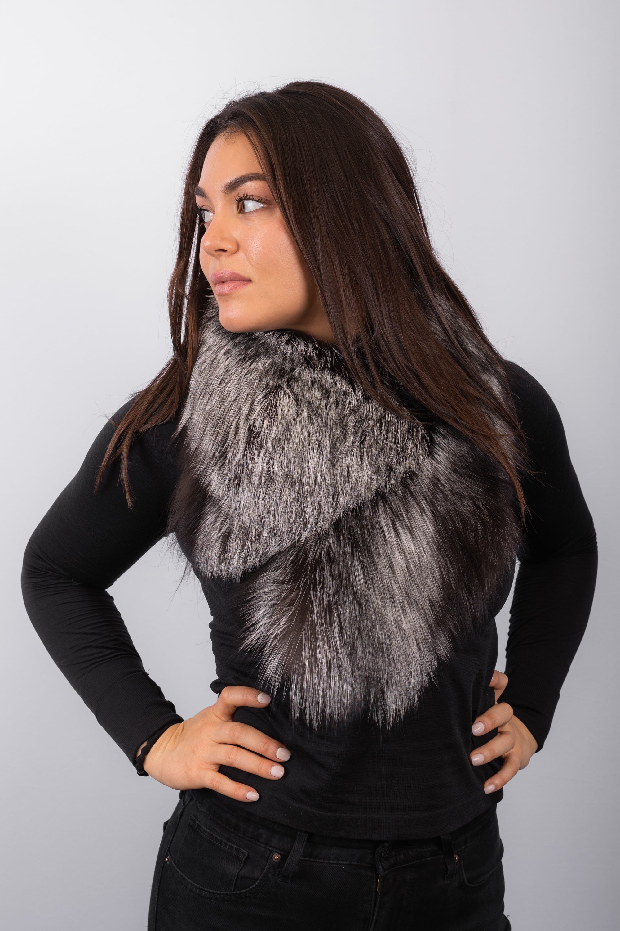 Natural Silver Fox Fur Collar