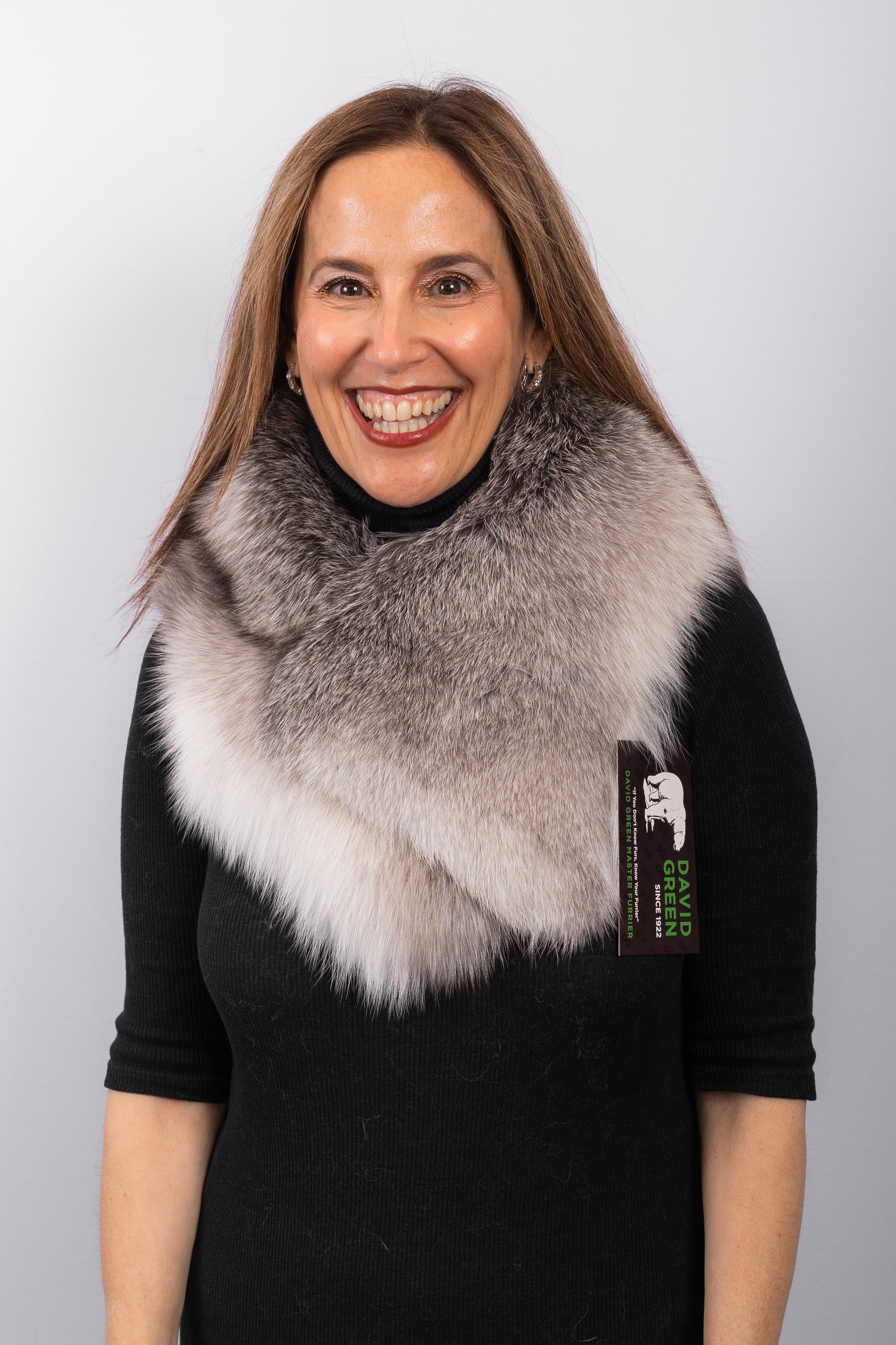 Natural Shadow Blue Frost Fox Fur Collar