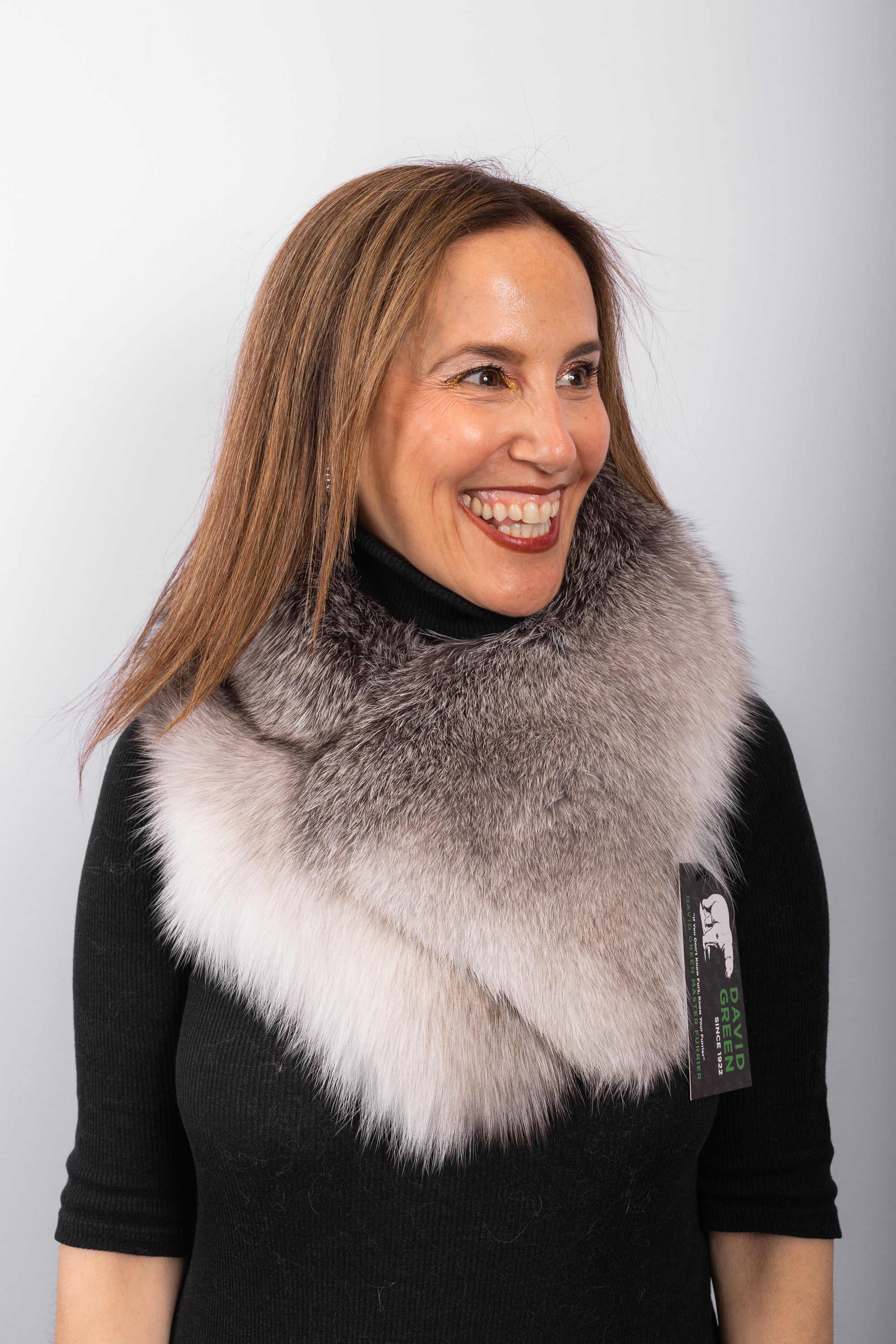 Natural Shadow Blue Frost Fox Fur Collar