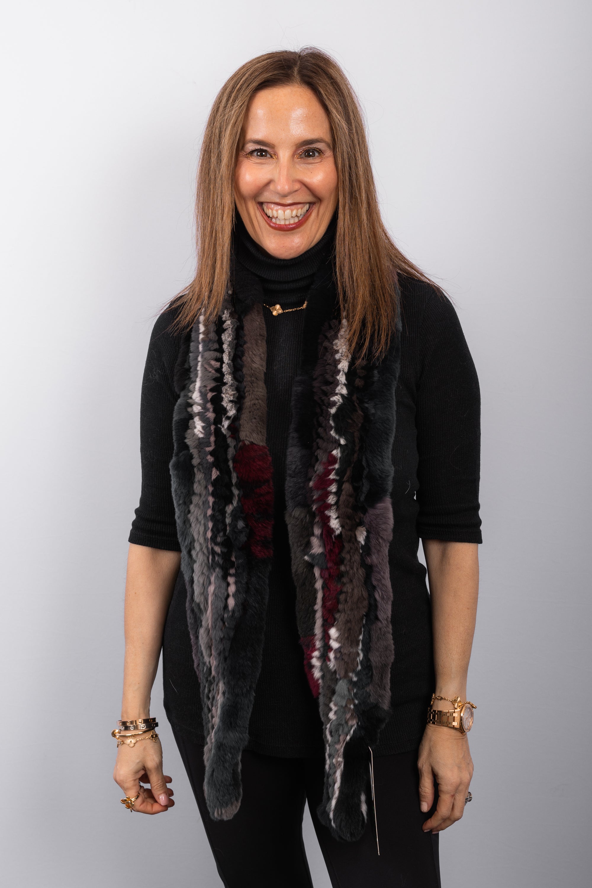 Multicolor Rex Rabbit Scarf - Straight