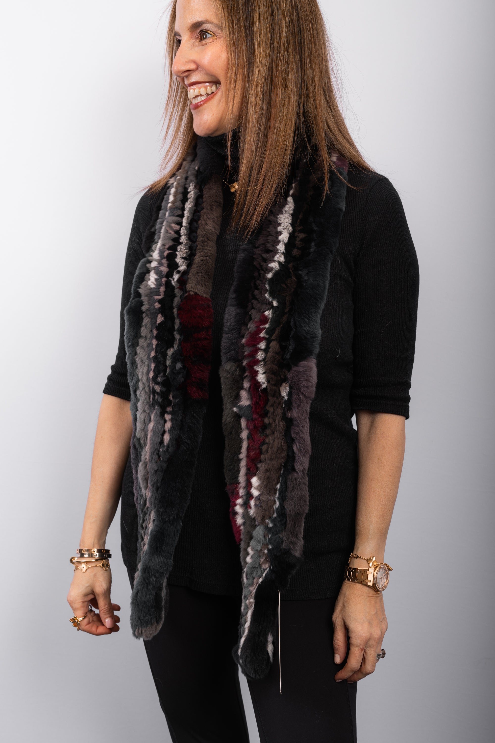 Multicolor Rex Rabbit Scarf - Straight