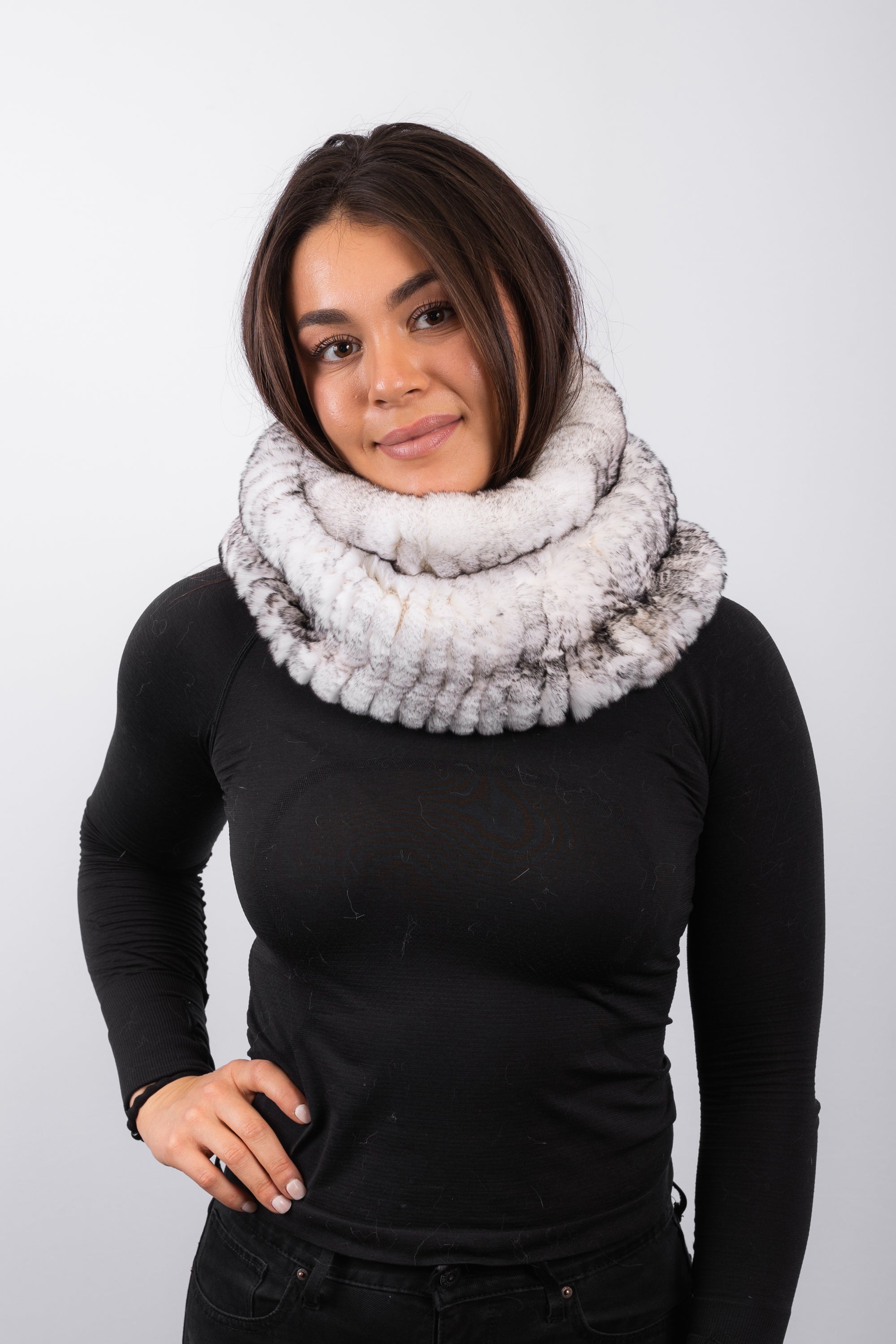 Rex Rabbit Cowl Neck - White/Black