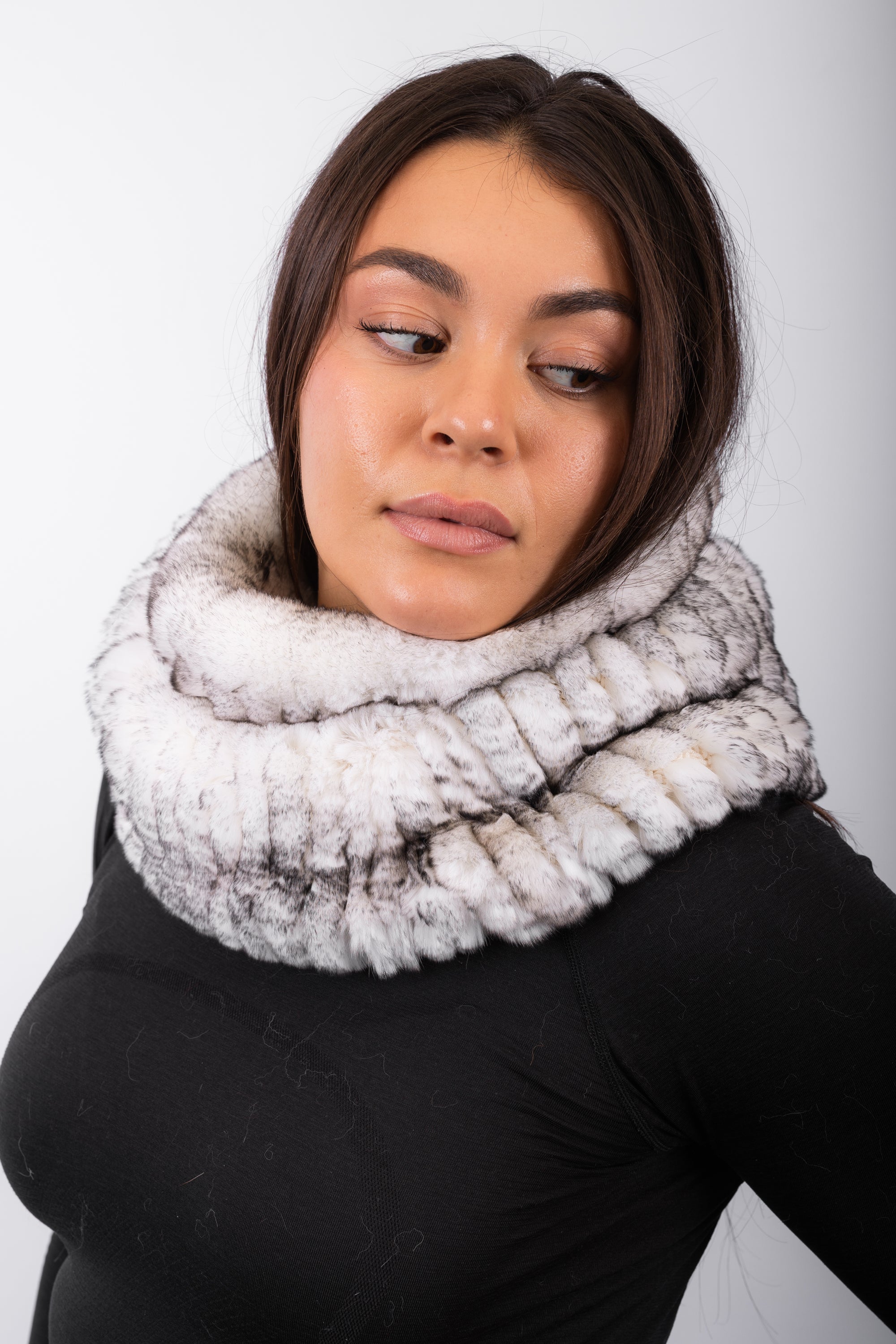 Rex Rabbit Cowl Neck - White/Black