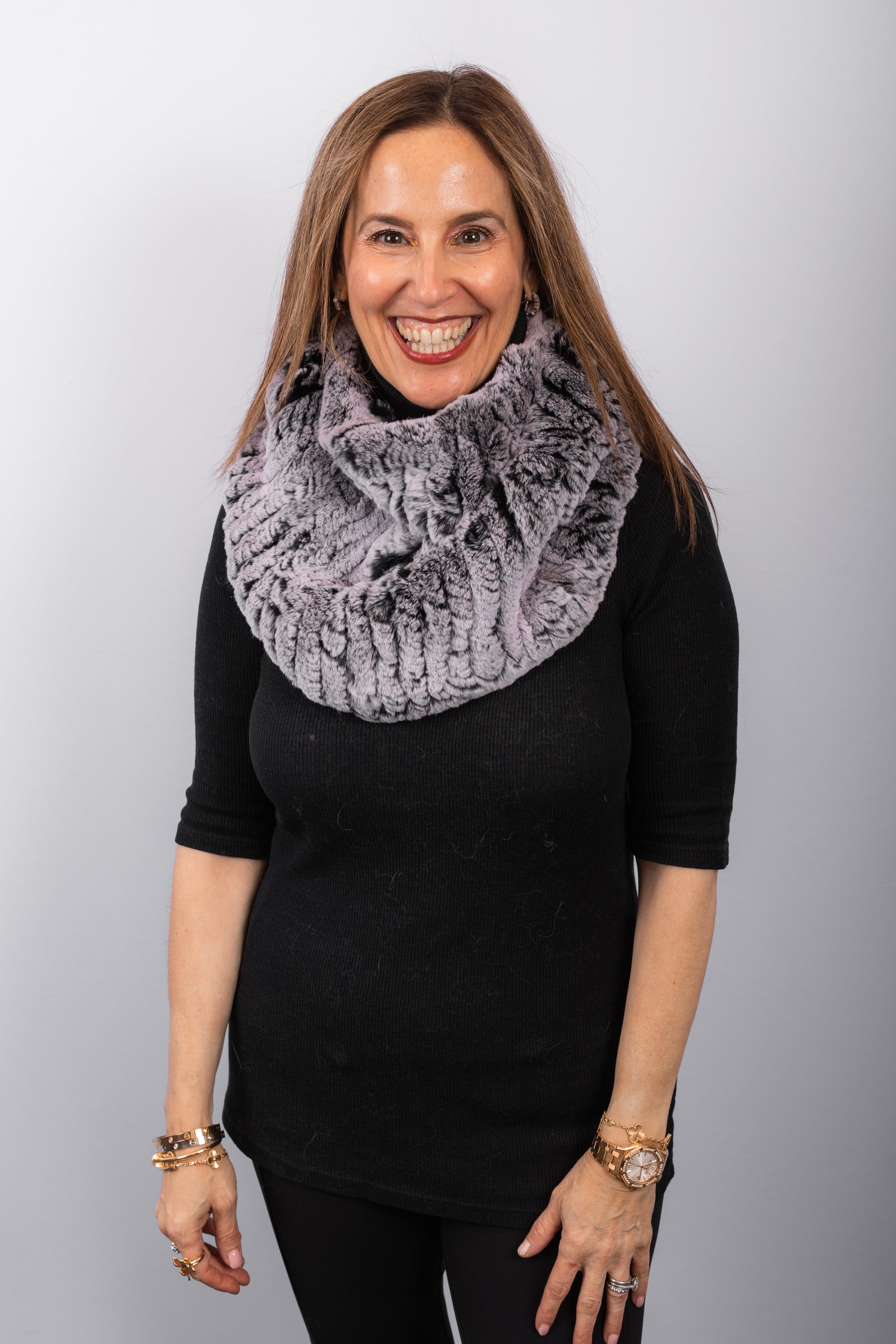 Rex Rabbit Cowl Neck - Black Snowtop