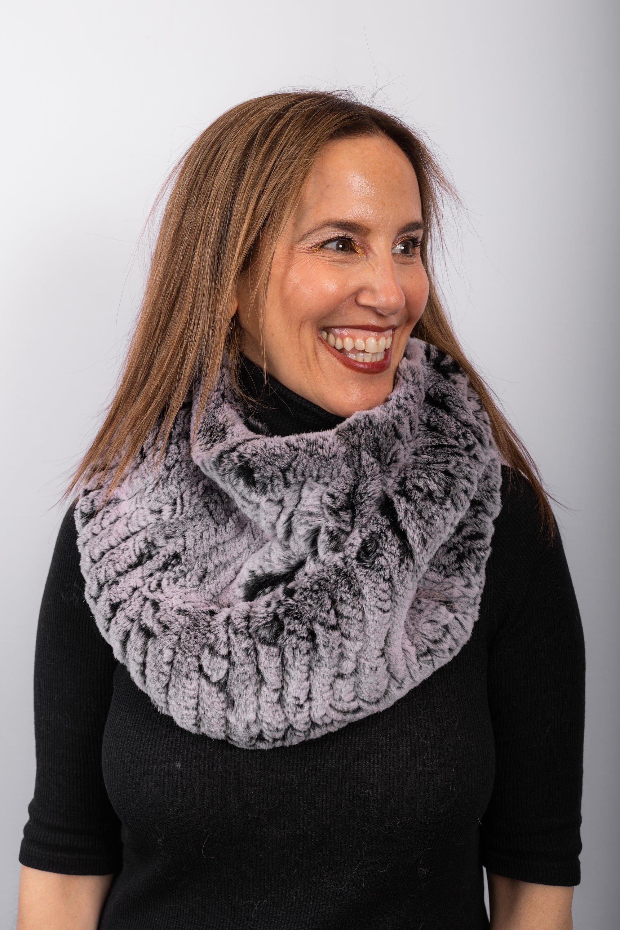 Rex Rabbit Cowl Neck - Black Snowtop