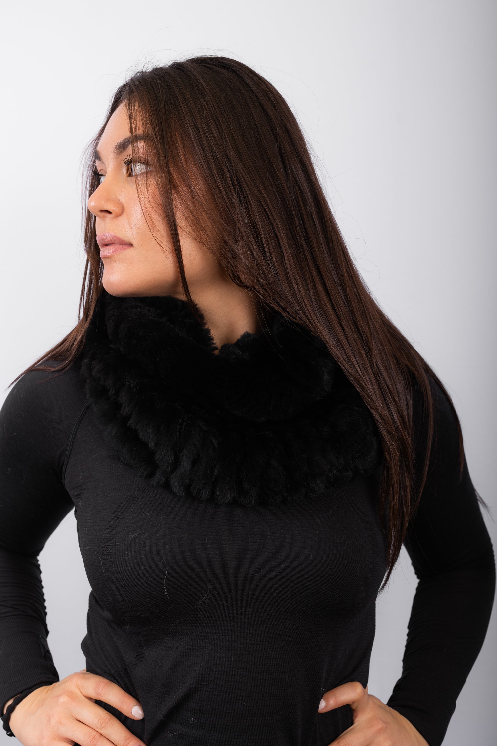 Rex Rabbit Cowl Neck - Black